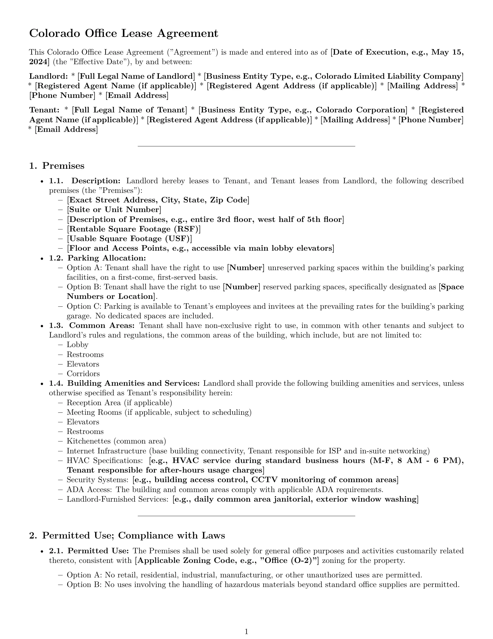 Preview page 1 of Pro Colorado office lease agreement template