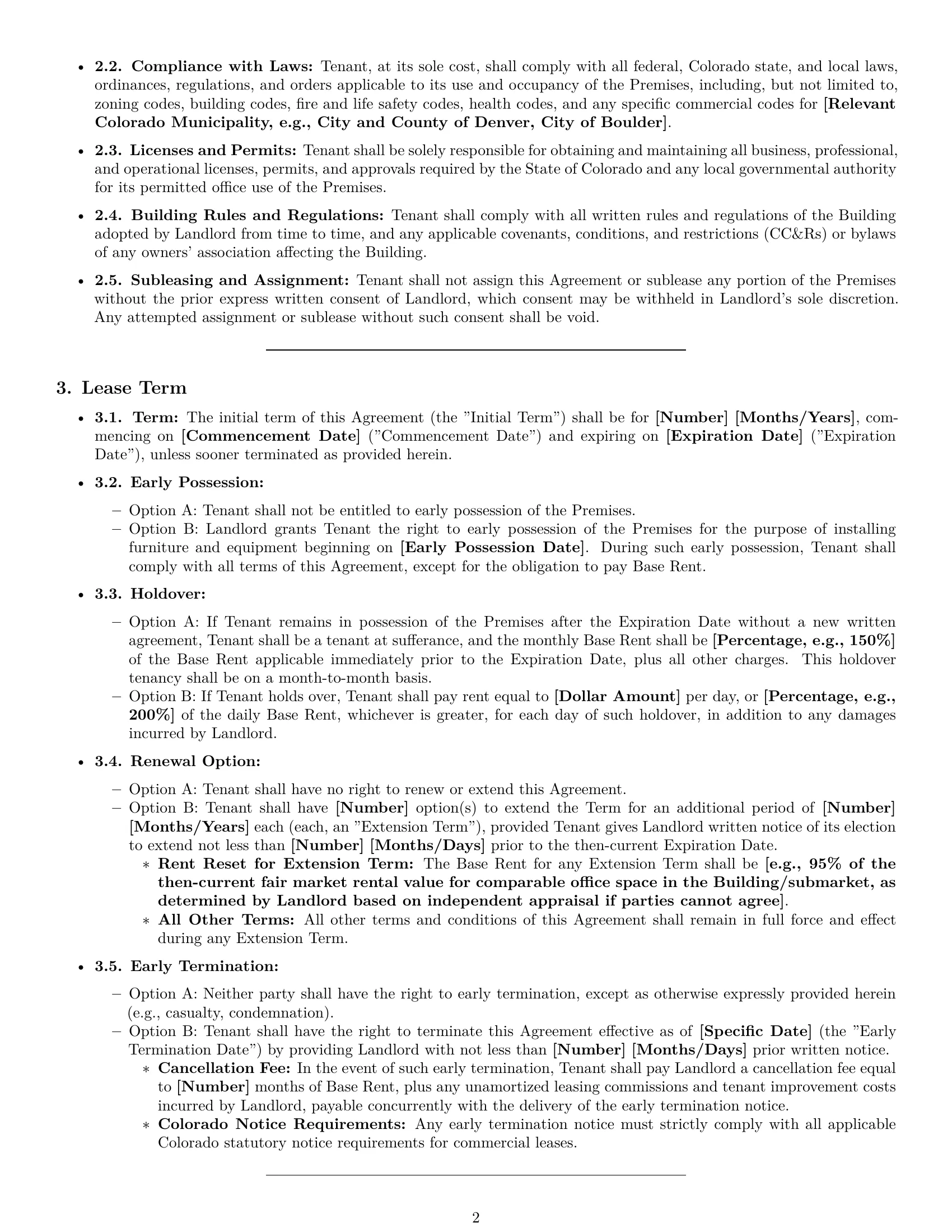 Preview page 2 of Pro Colorado office lease agreement template