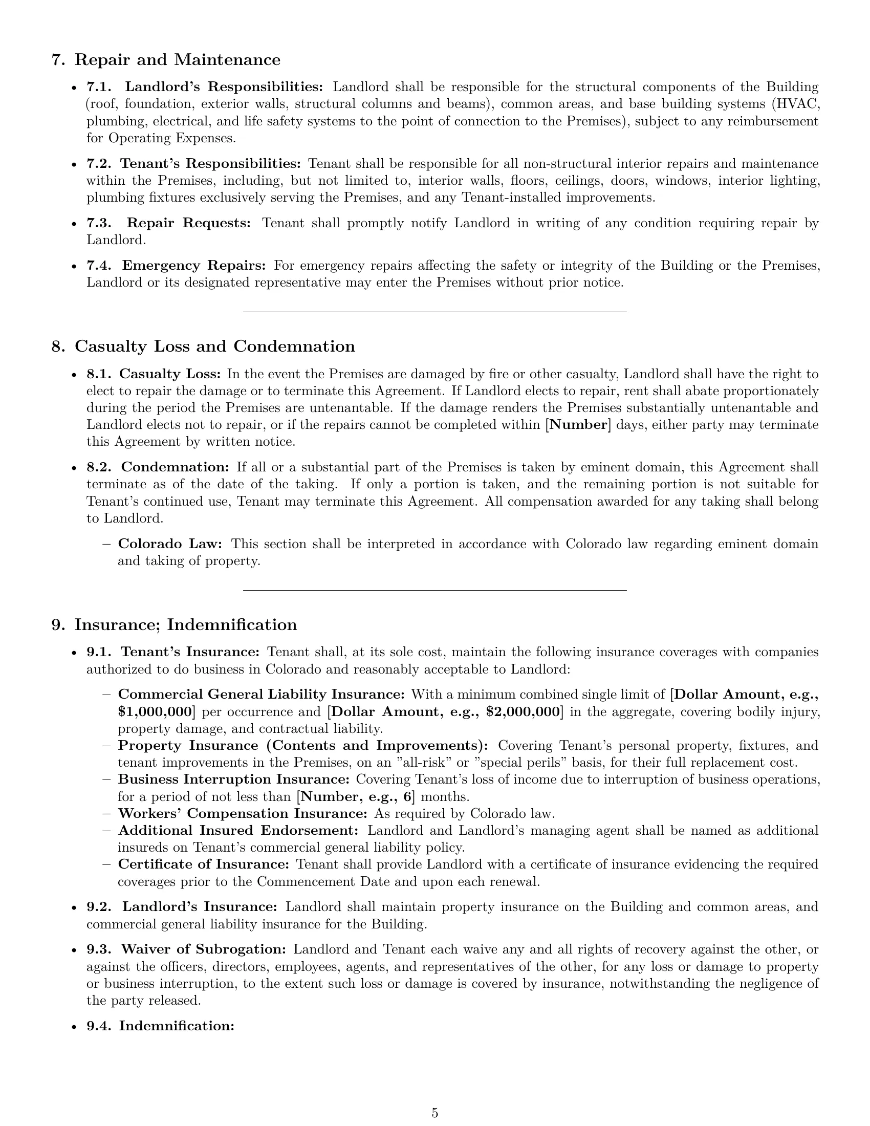 Preview page 5 of Pro Colorado office lease agreement template