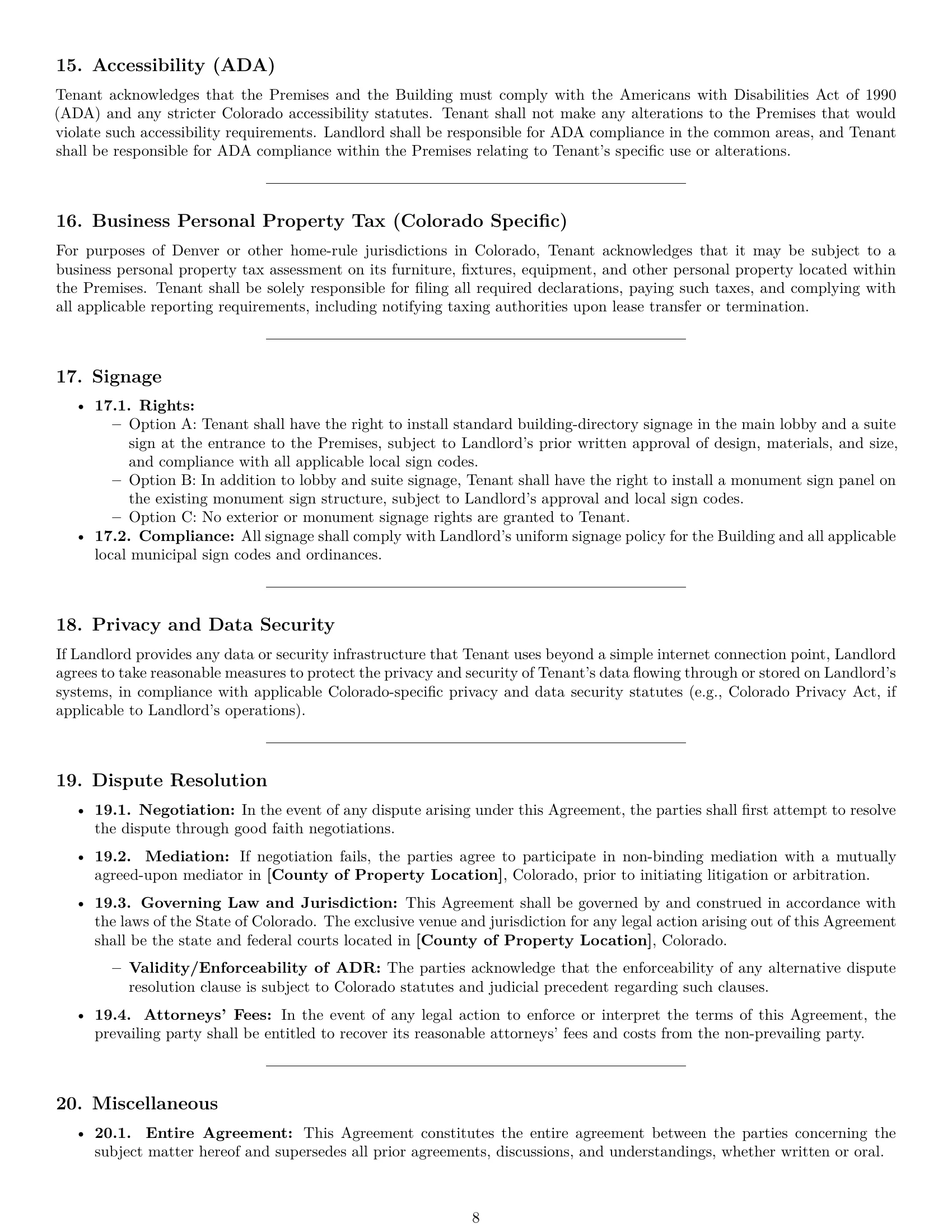 Preview page 8 of Pro Colorado office lease agreement template