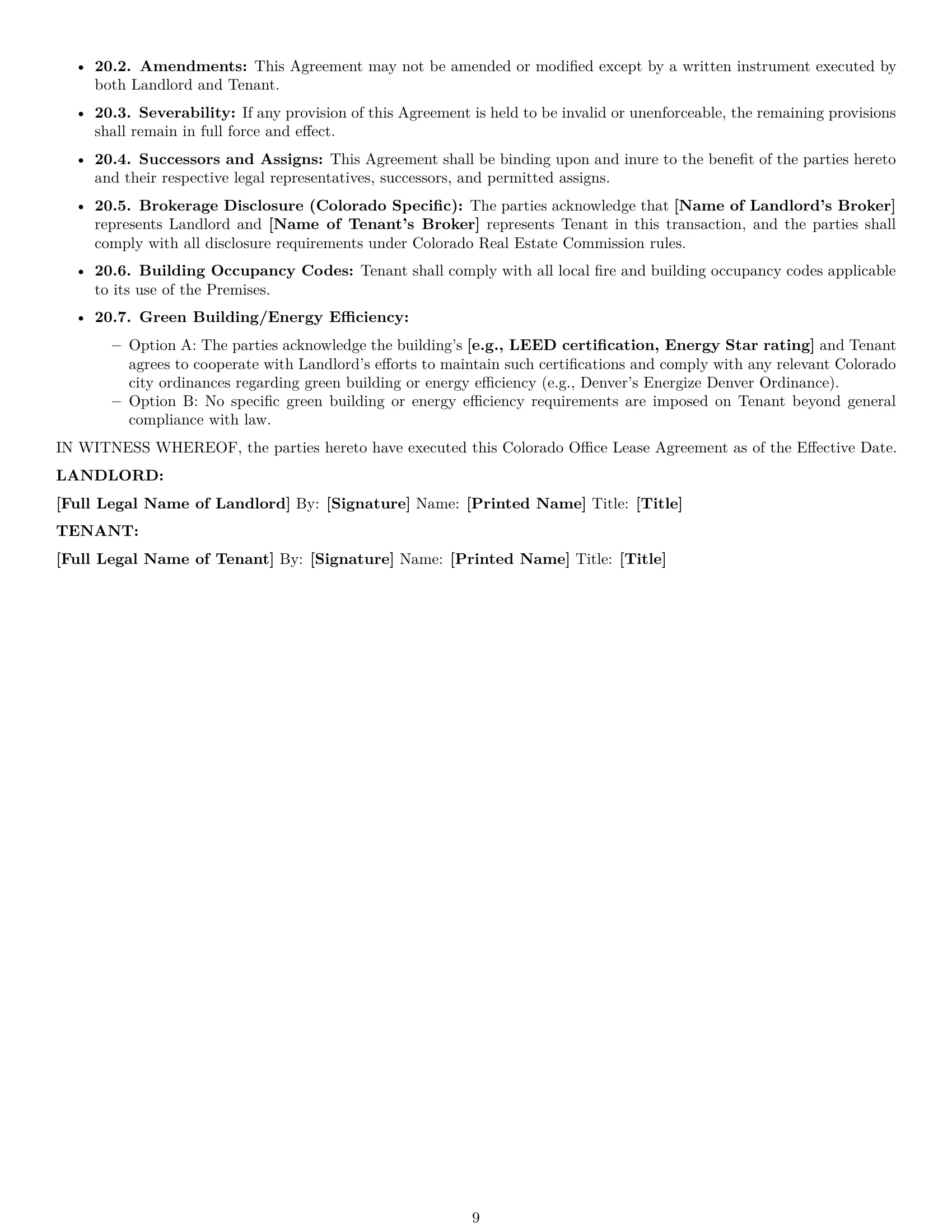 Preview page 9 of Pro Colorado office lease agreement template