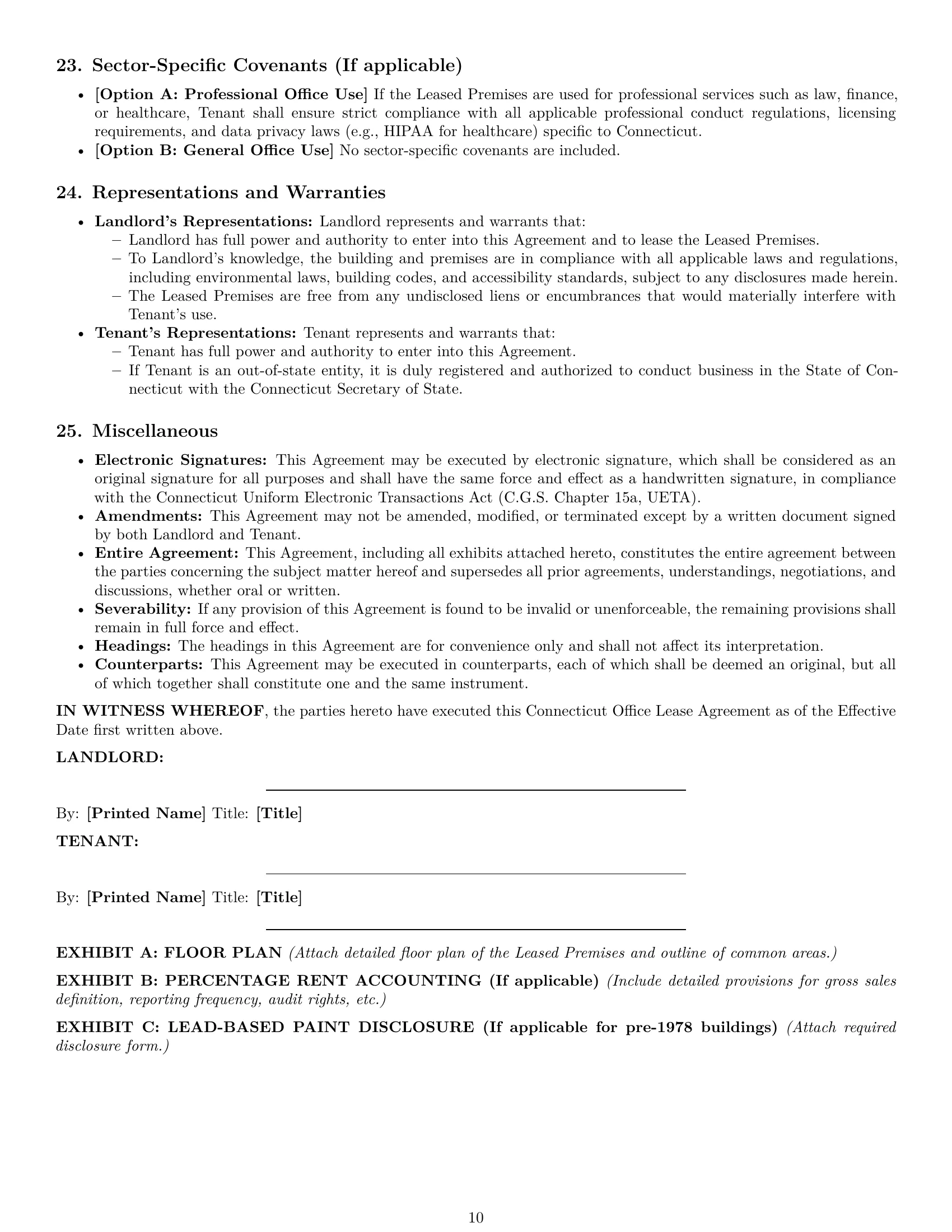 Preview page 10 of Pro Connecticut office lease agreement template