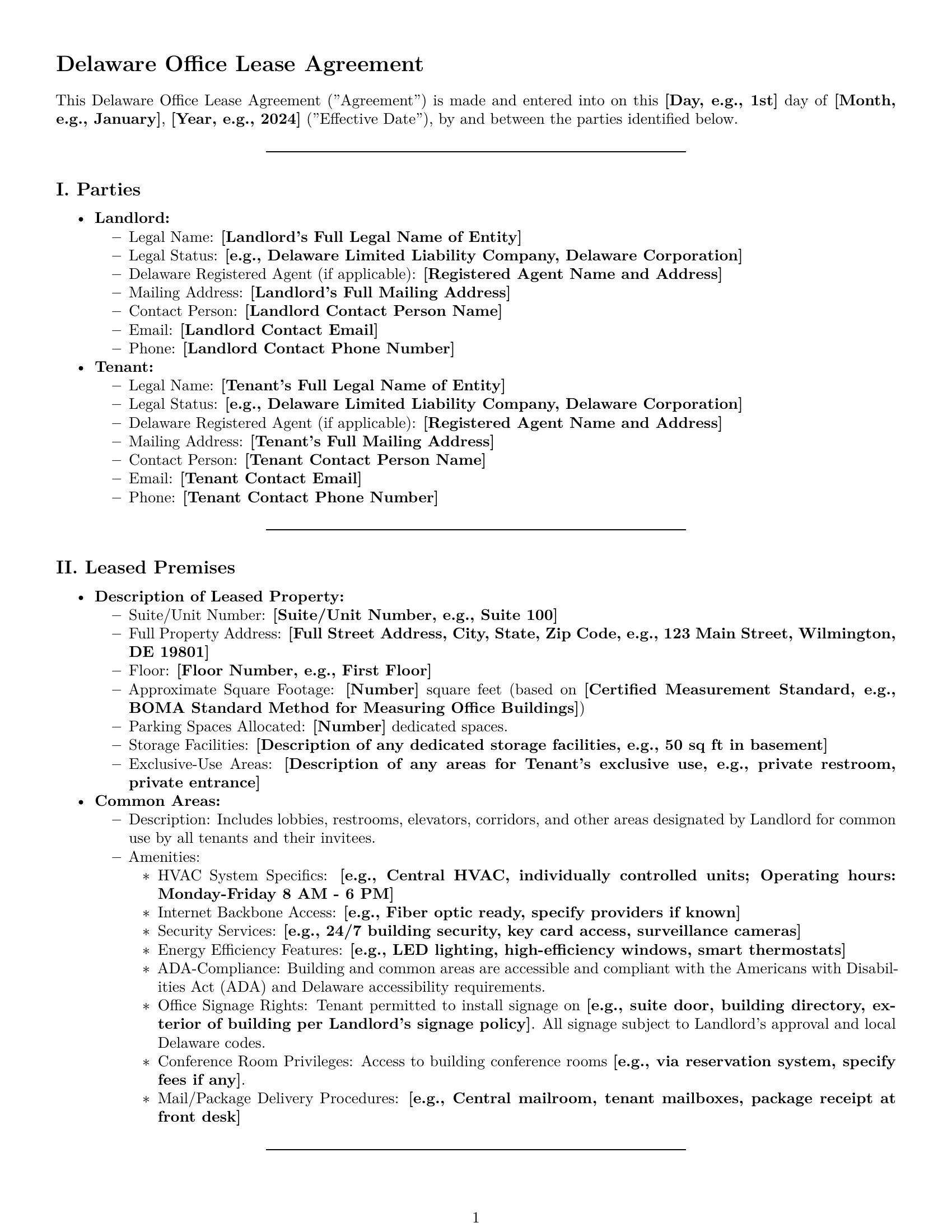 Preview page 1 of Pro Delaware office lease agreement template
