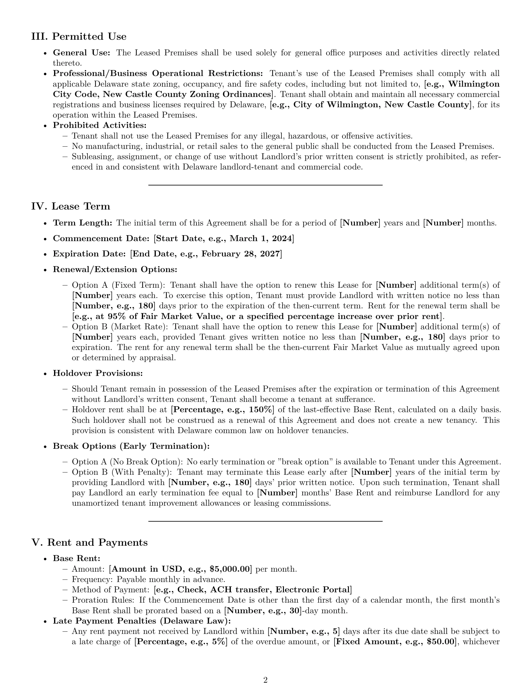 Preview page 2 of Pro Delaware office lease agreement template