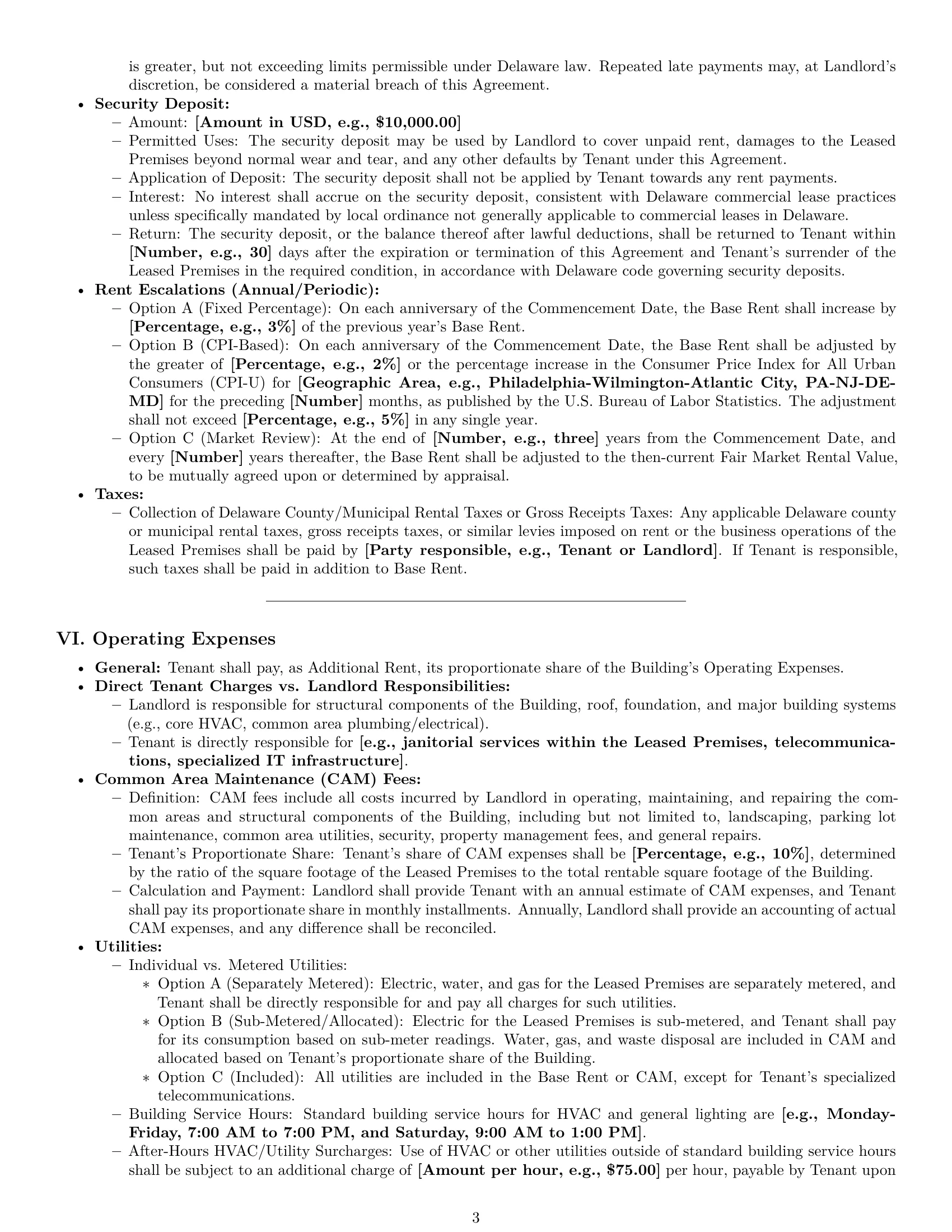 Preview page 3 of Pro Delaware office lease agreement template