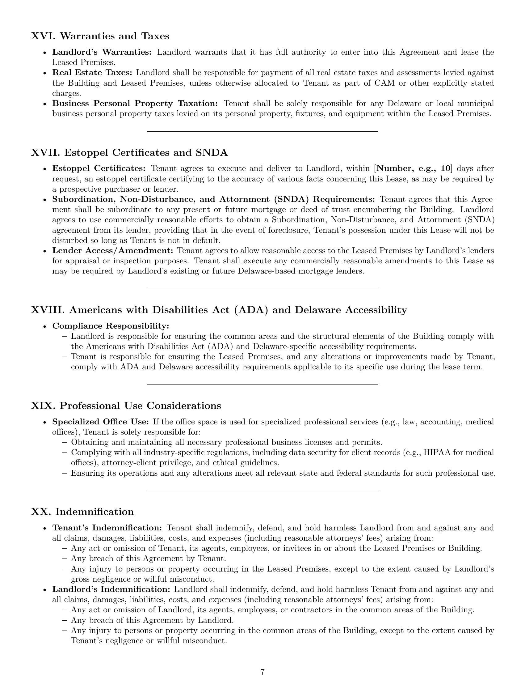 Preview page 7 of Pro Delaware office lease agreement template