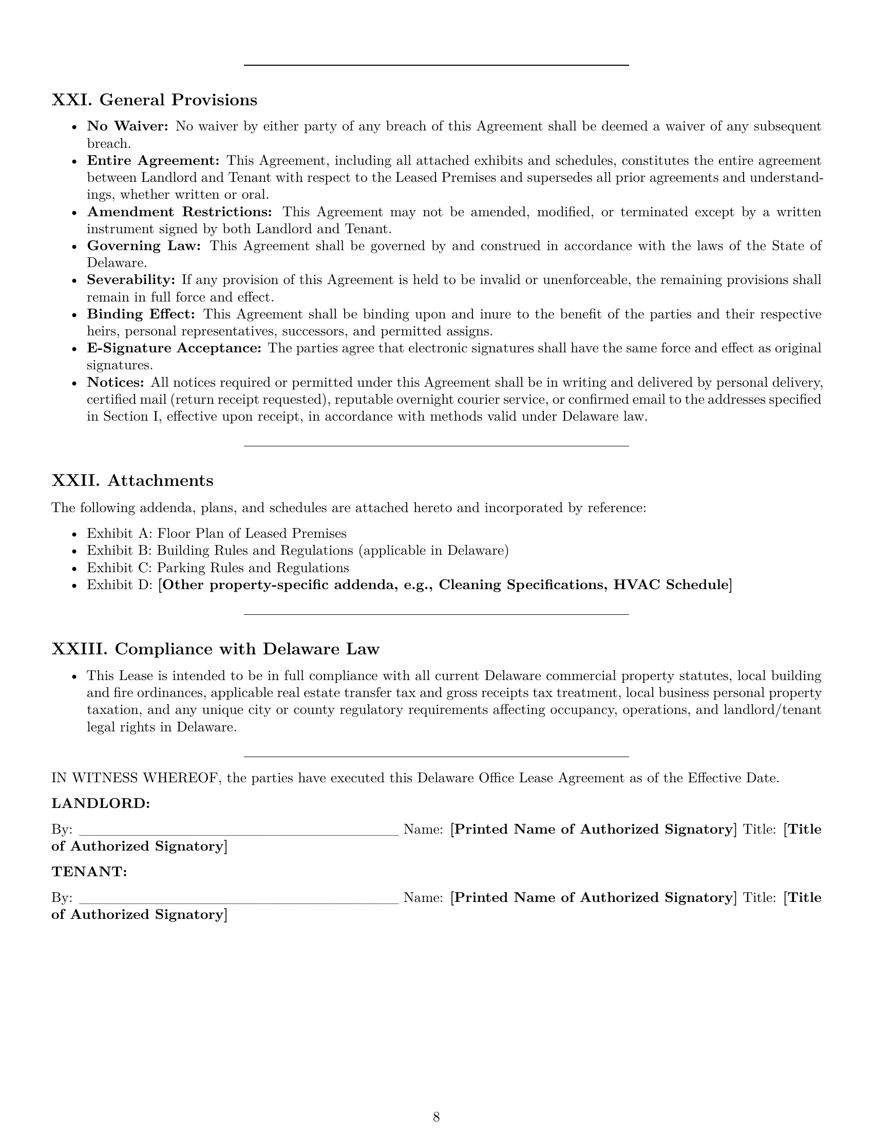 Preview page 8 of Pro Delaware office lease agreement template
