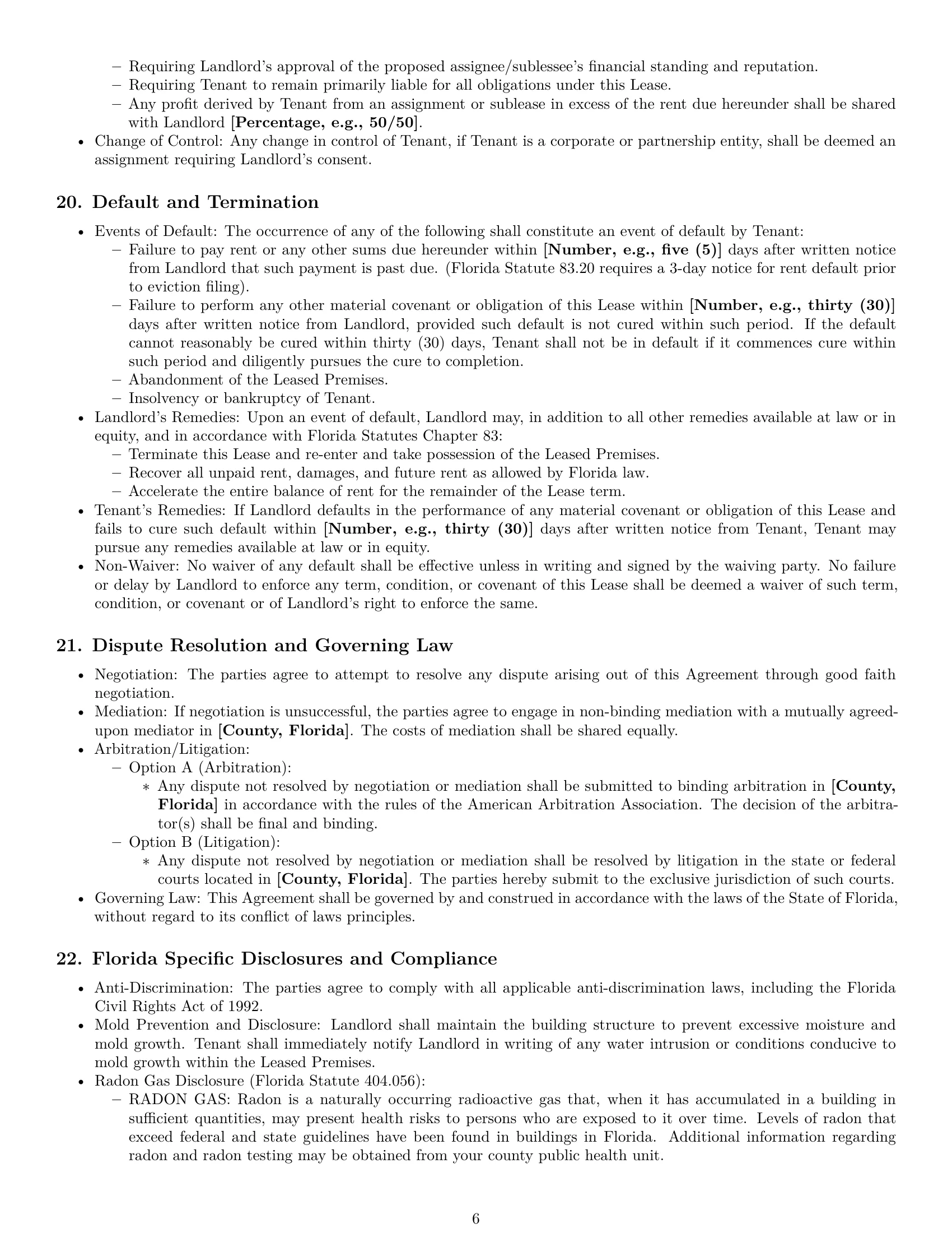 Preview page 6 of Pro Florida office lease agreement template