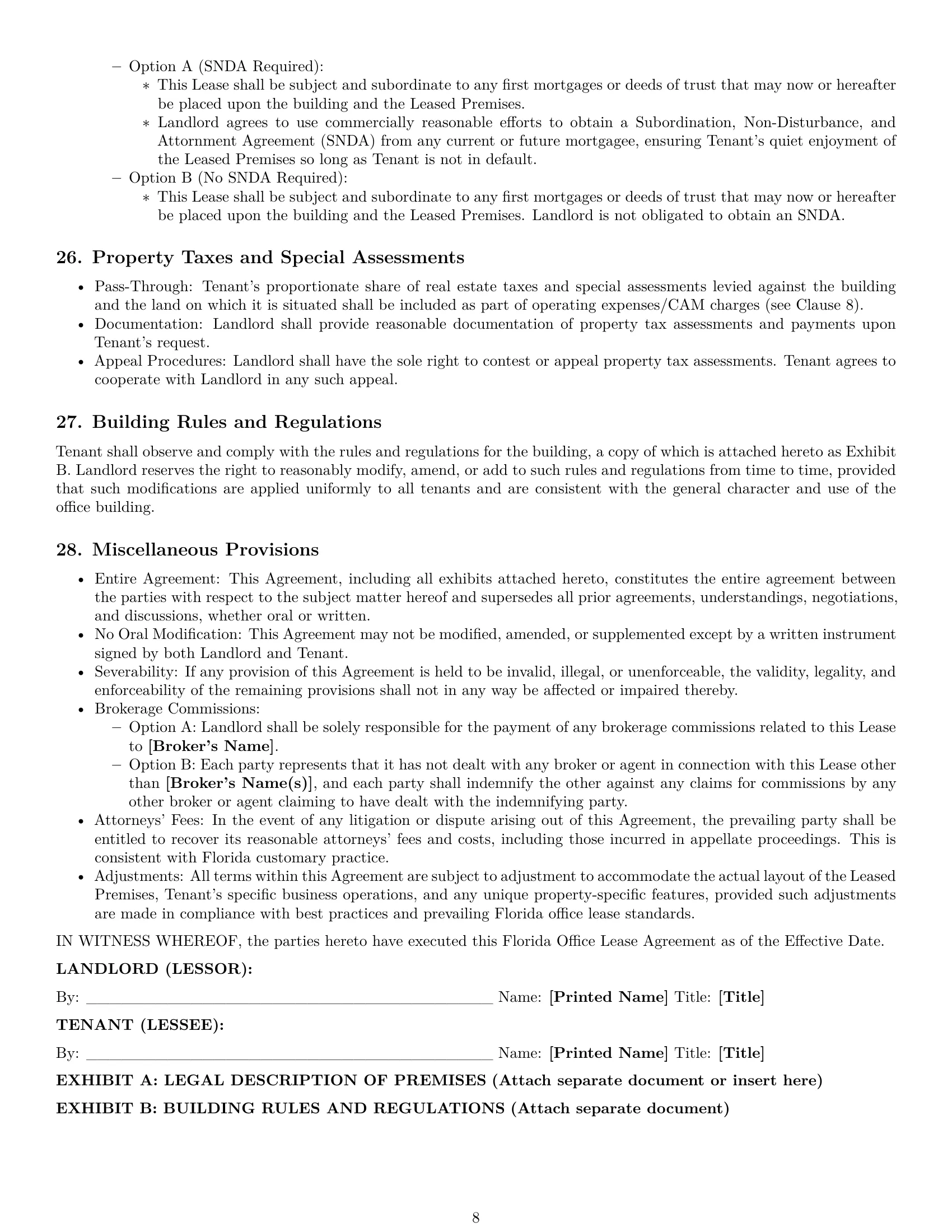 Preview page 8 of Pro Florida office lease agreement template