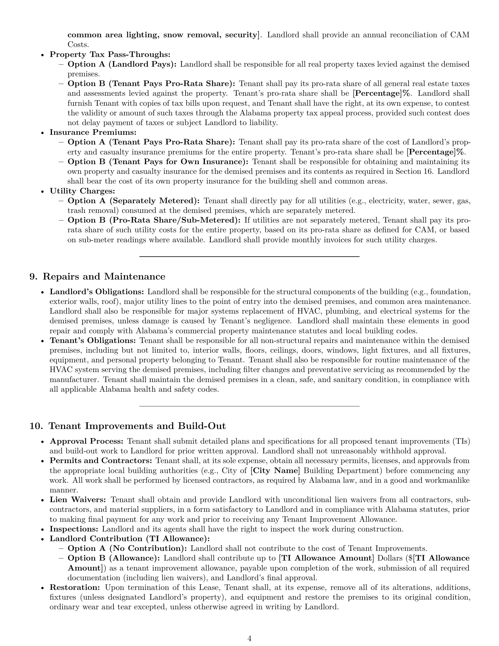 Preview page 4 of Pro Alabama retail lease agreement template