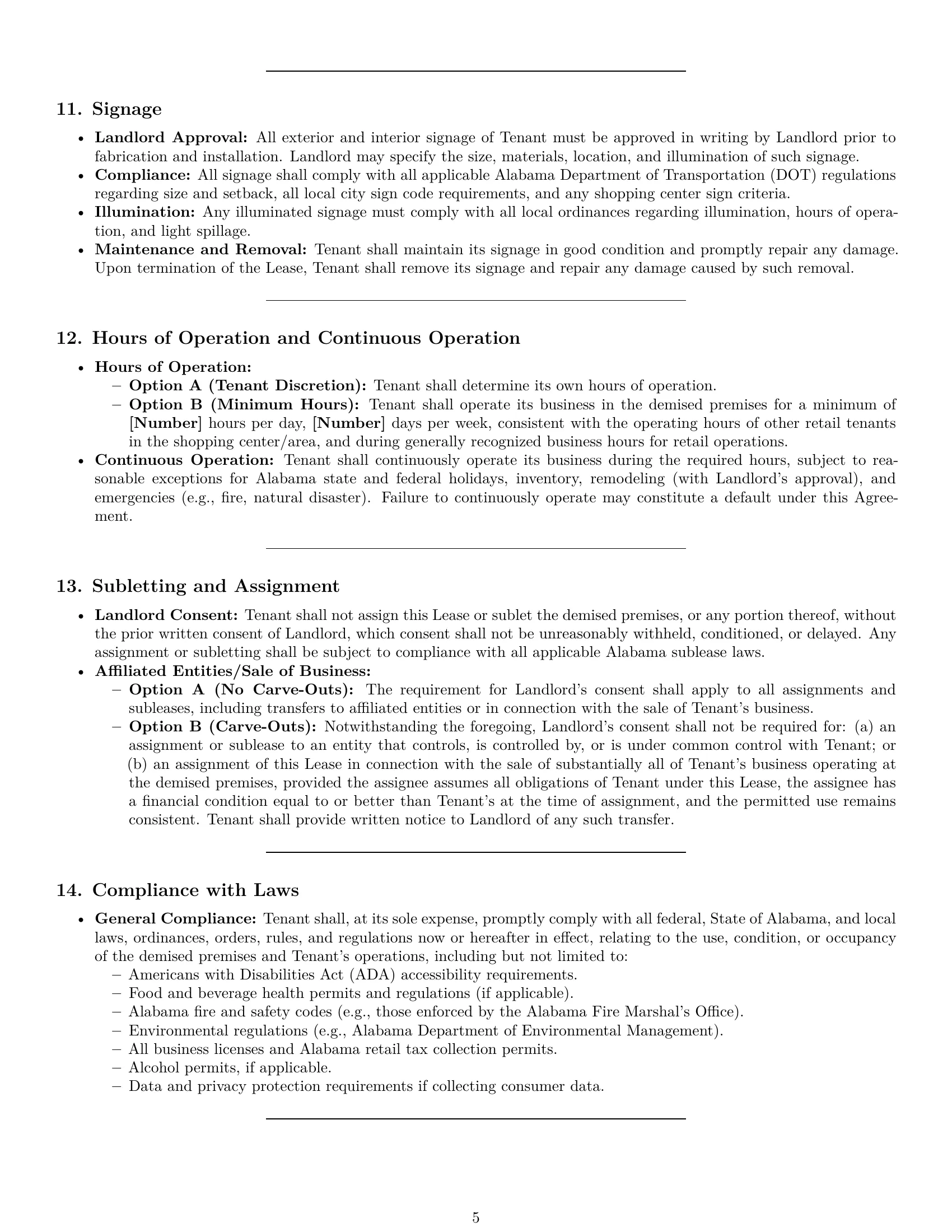 Preview page 5 of Pro Alabama retail lease agreement template