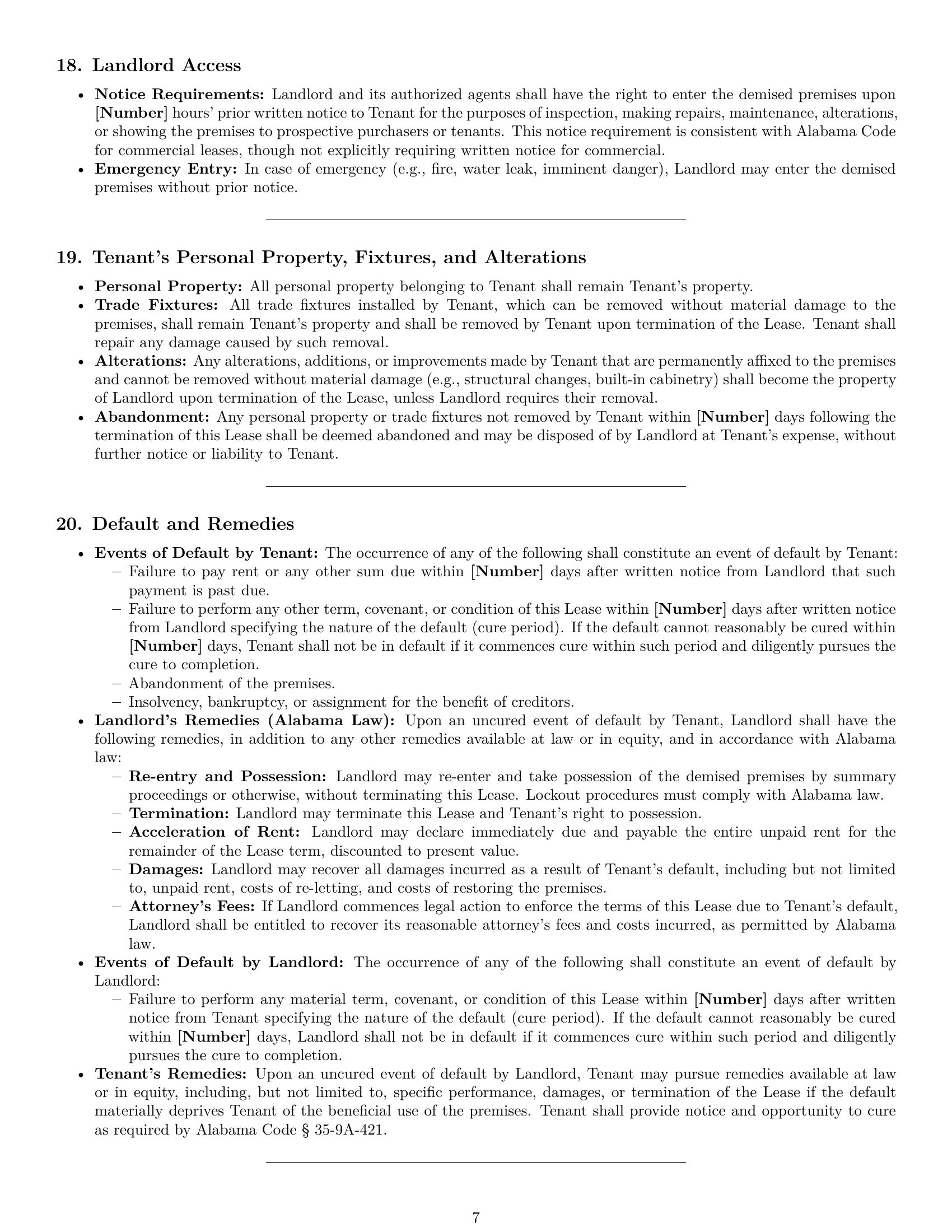 Preview page 7 of Pro Alabama retail lease agreement template