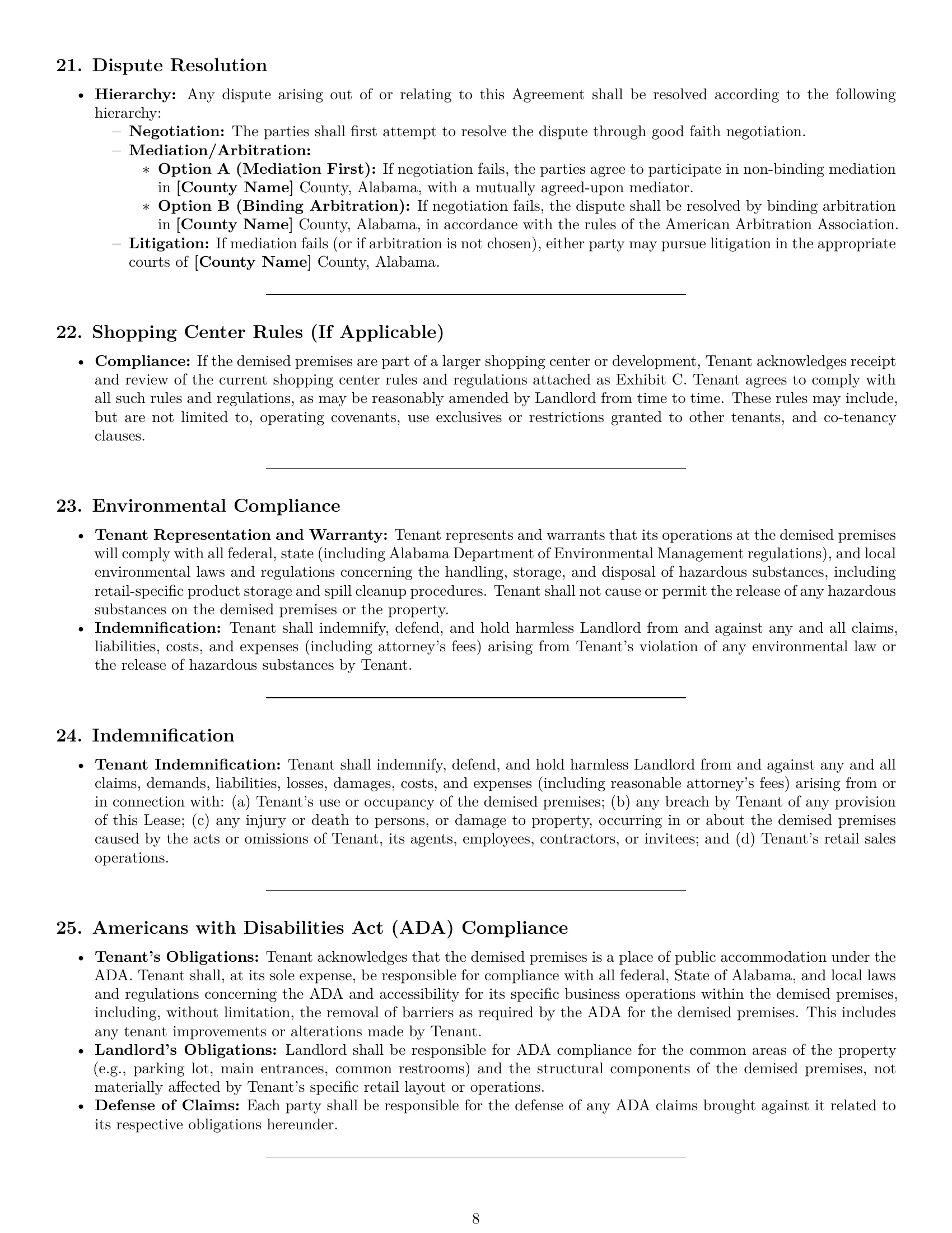 Preview page 8 of Pro Alabama retail lease agreement template