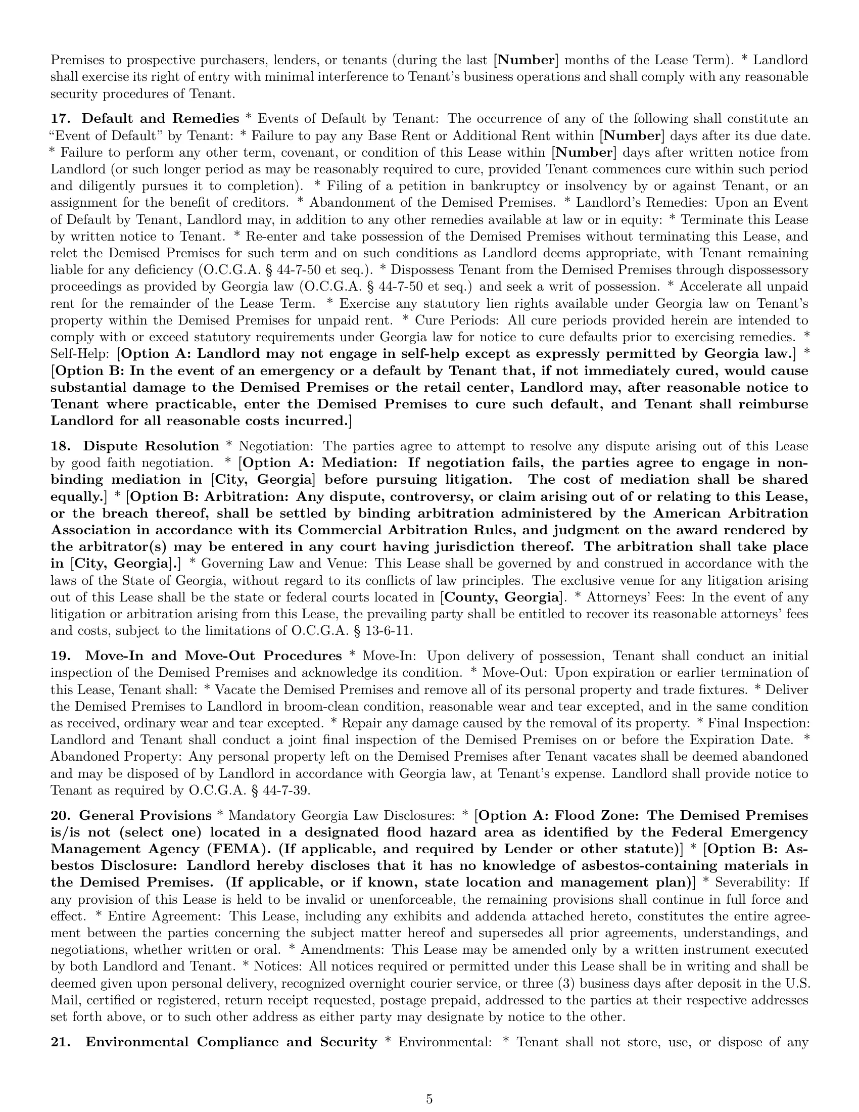 Preview page 5 of Pro Georgia retail lease agreement template