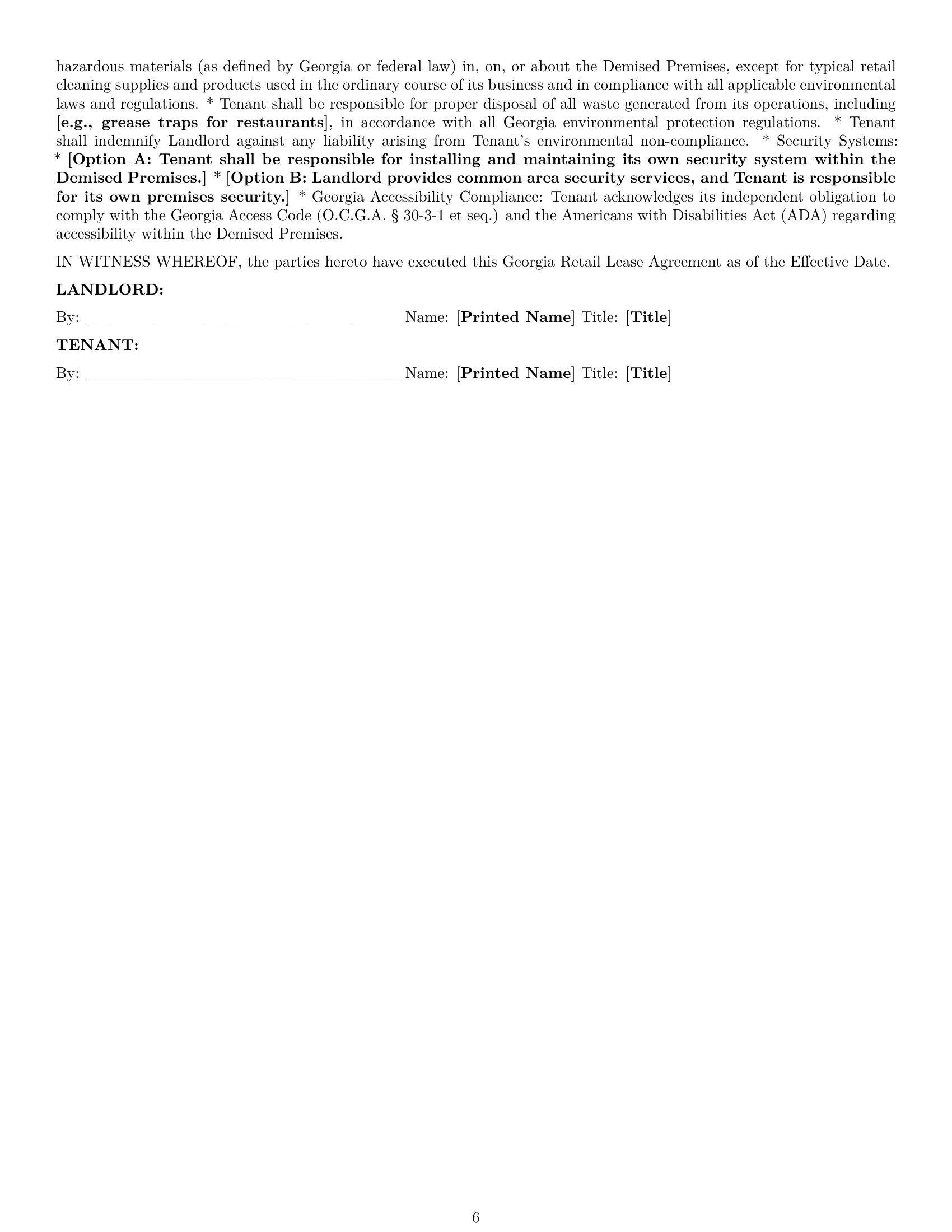 Preview page 6 of Pro Georgia retail lease agreement template