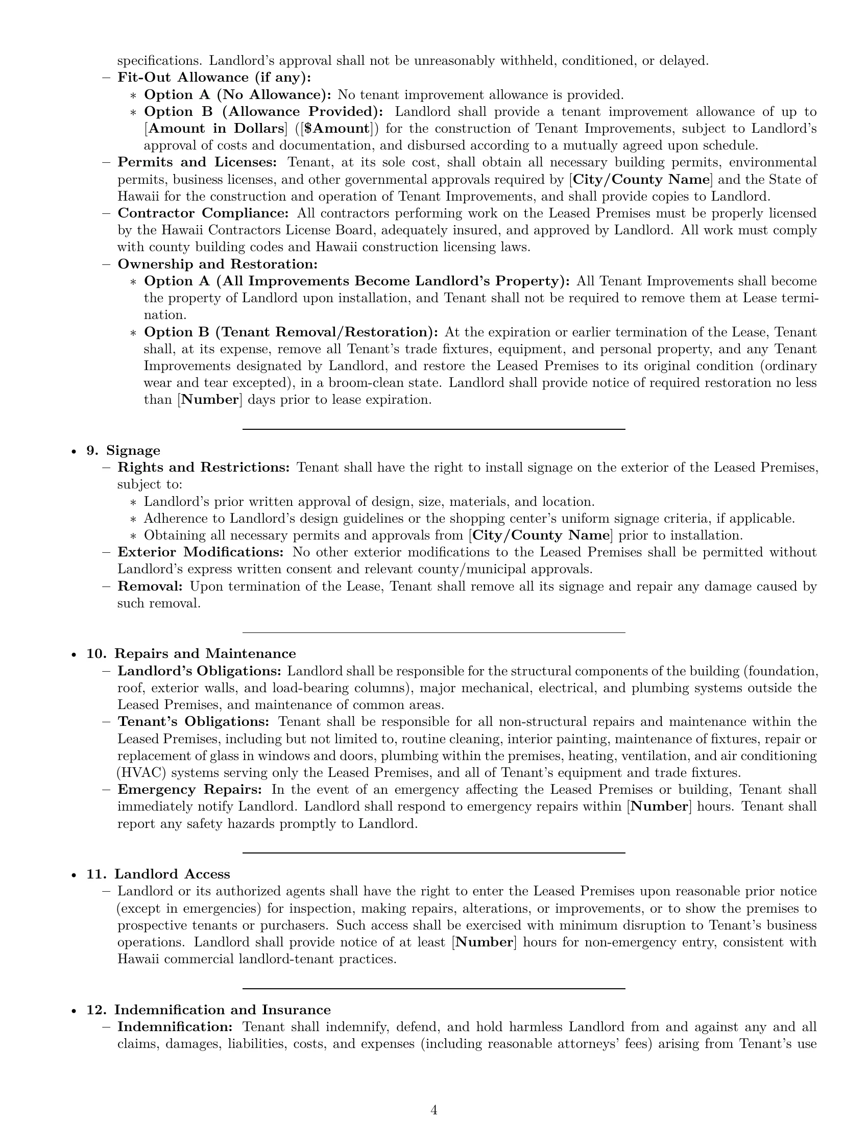Preview page 4 of Pro Hawaii retail lease agreement template