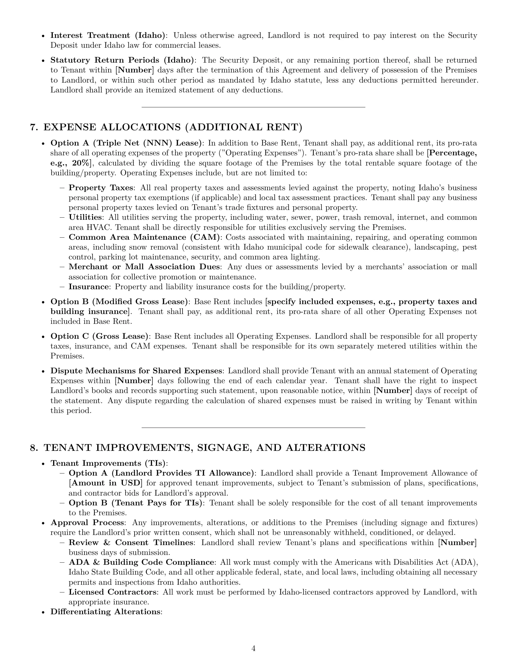 Preview page 4 of Pro Idaho retail lease agreement template