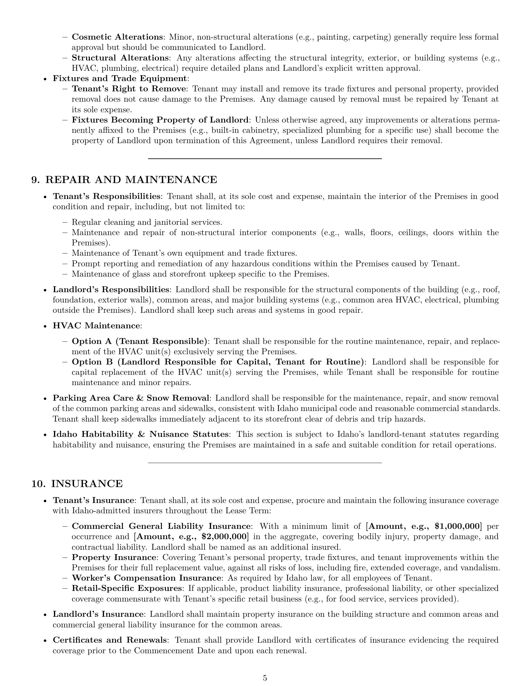 Preview page 5 of Pro Idaho retail lease agreement template