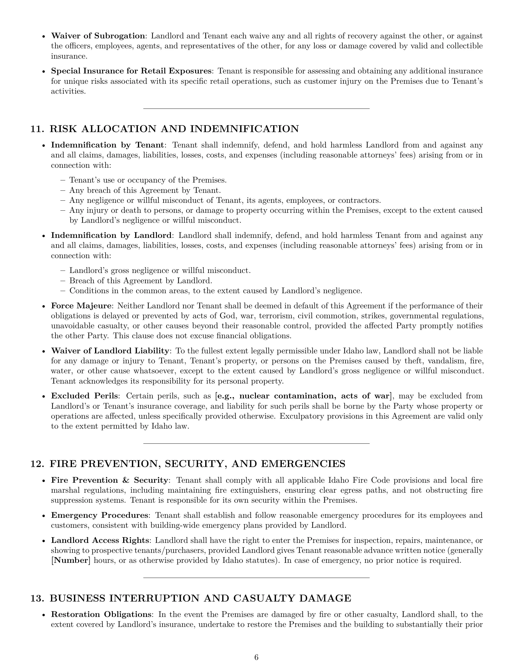 Preview page 6 of Pro Idaho retail lease agreement template