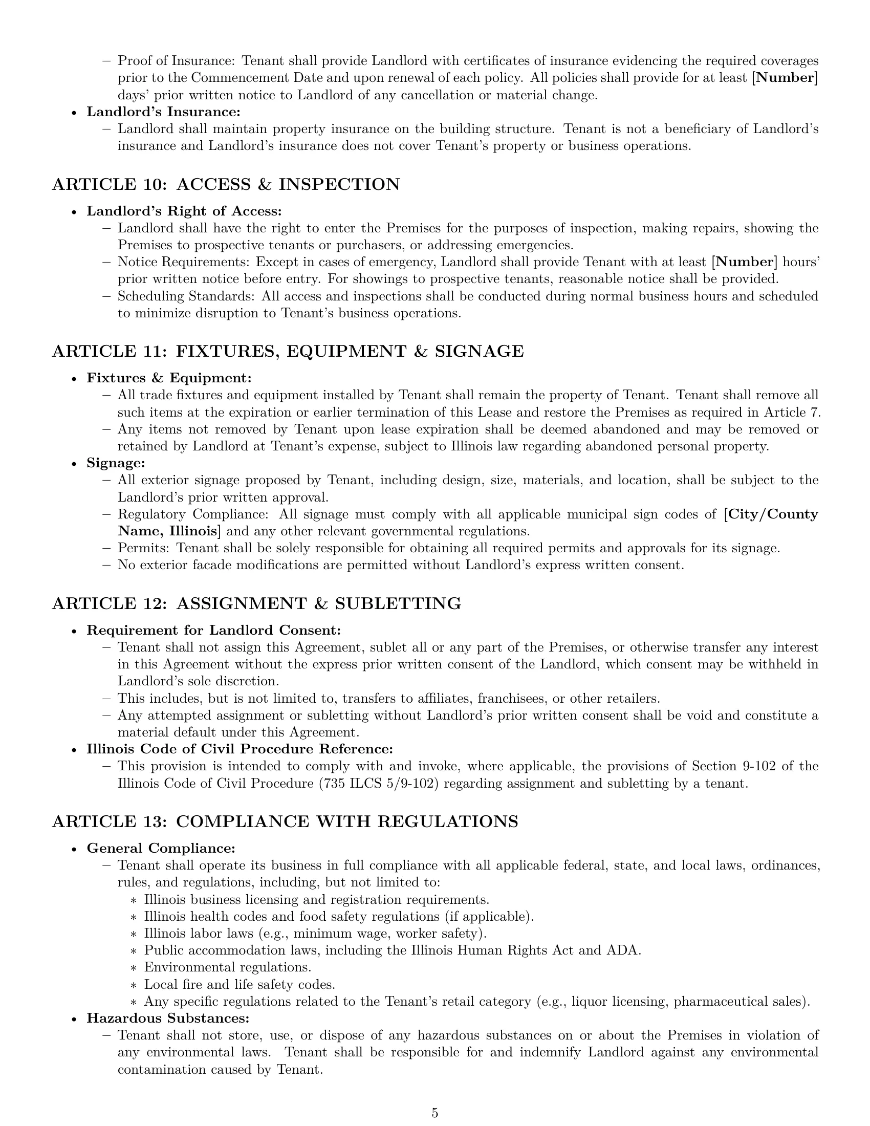Preview page 5 of Pro Illinois retail lease agreement template
