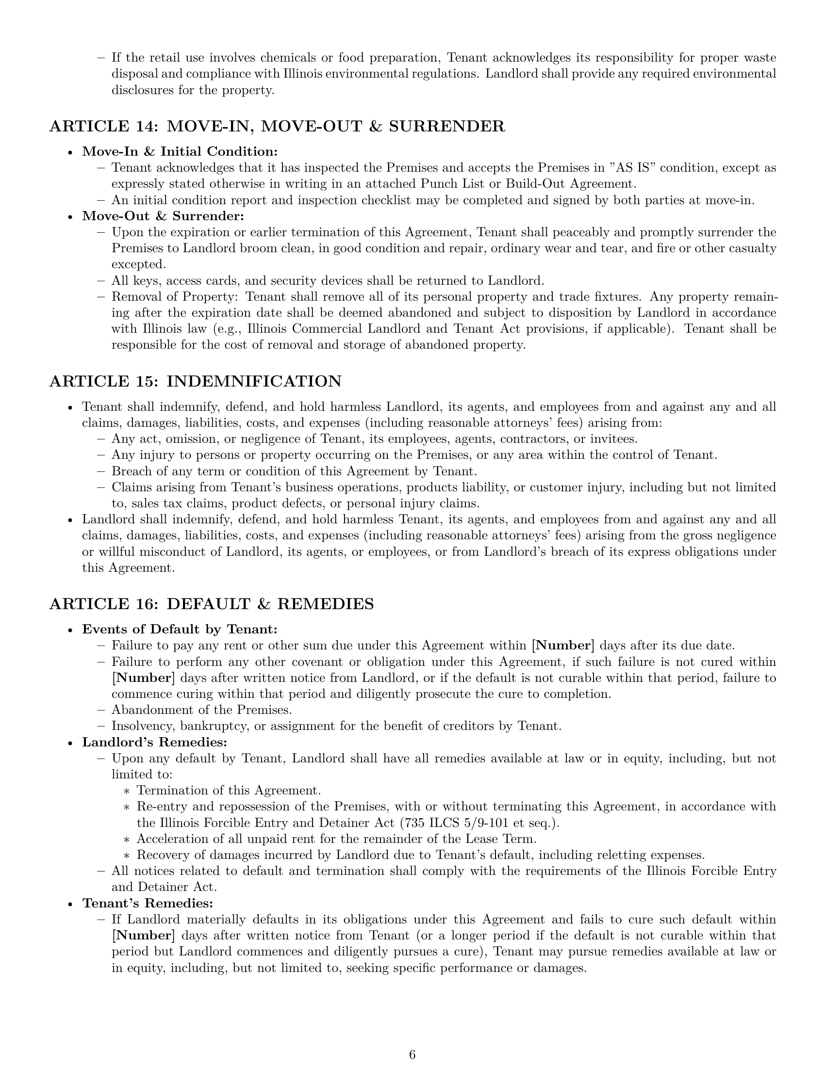 Preview page 6 of Pro Illinois retail lease agreement template