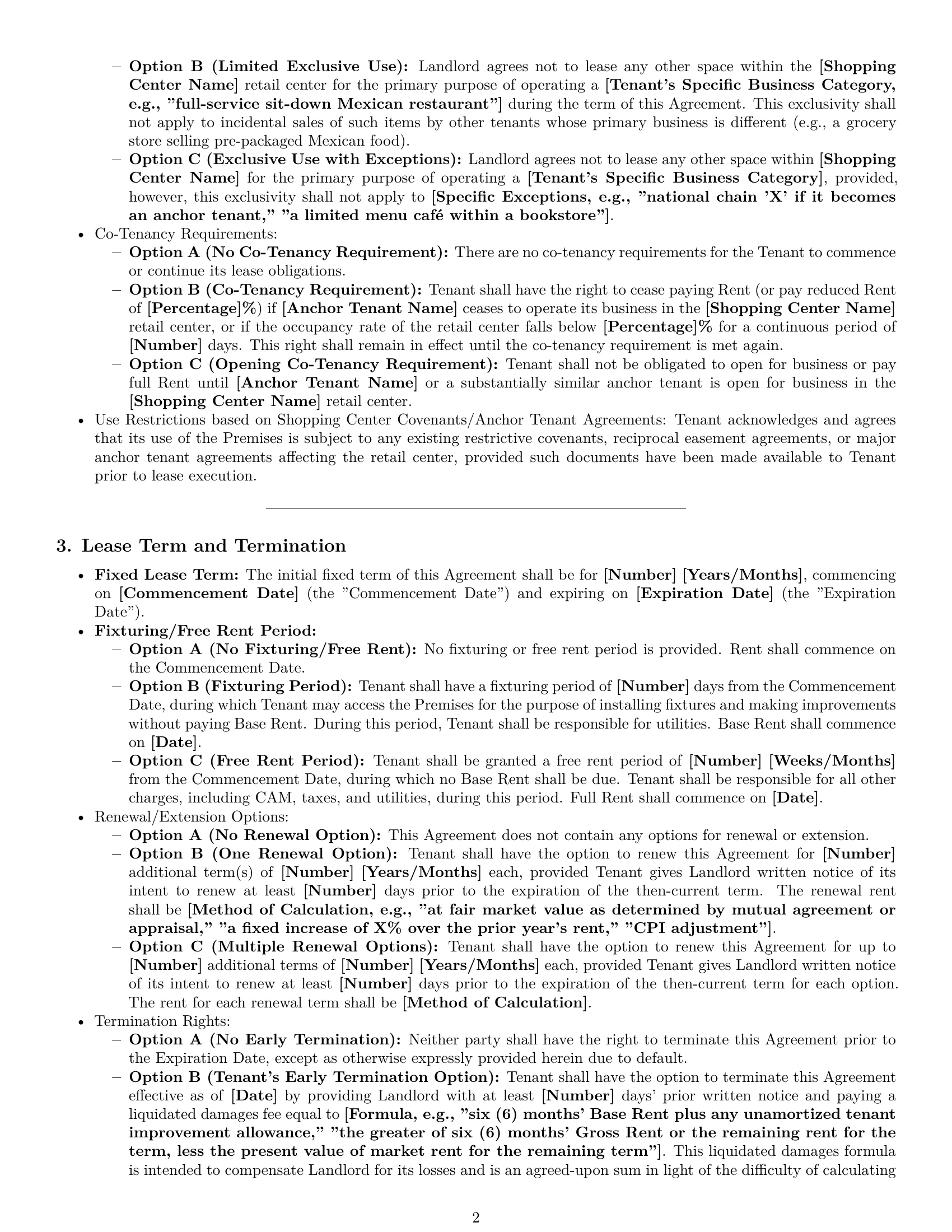 Preview page 2 of Pro Indiana retail lease agreement template