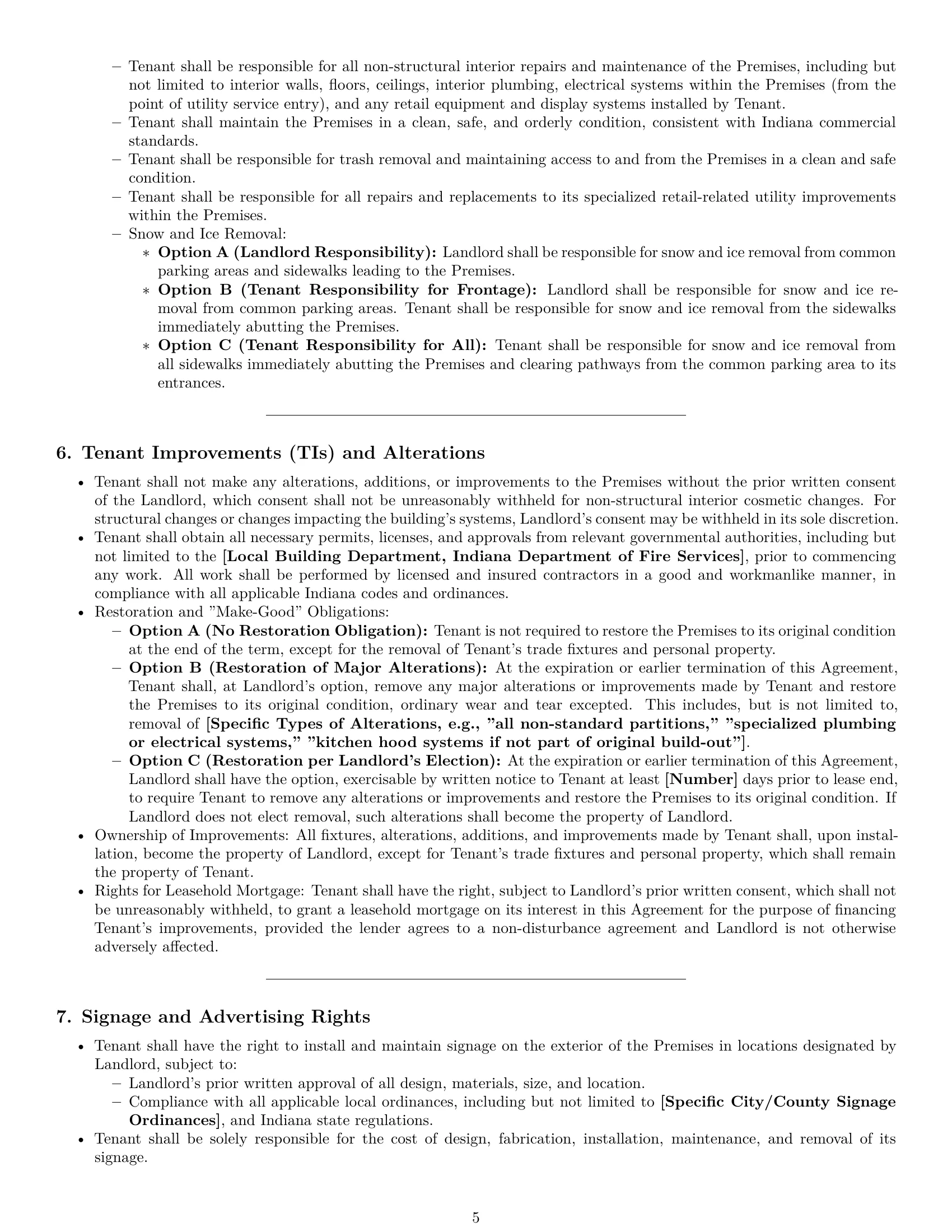 Preview page 5 of Pro Indiana retail lease agreement template