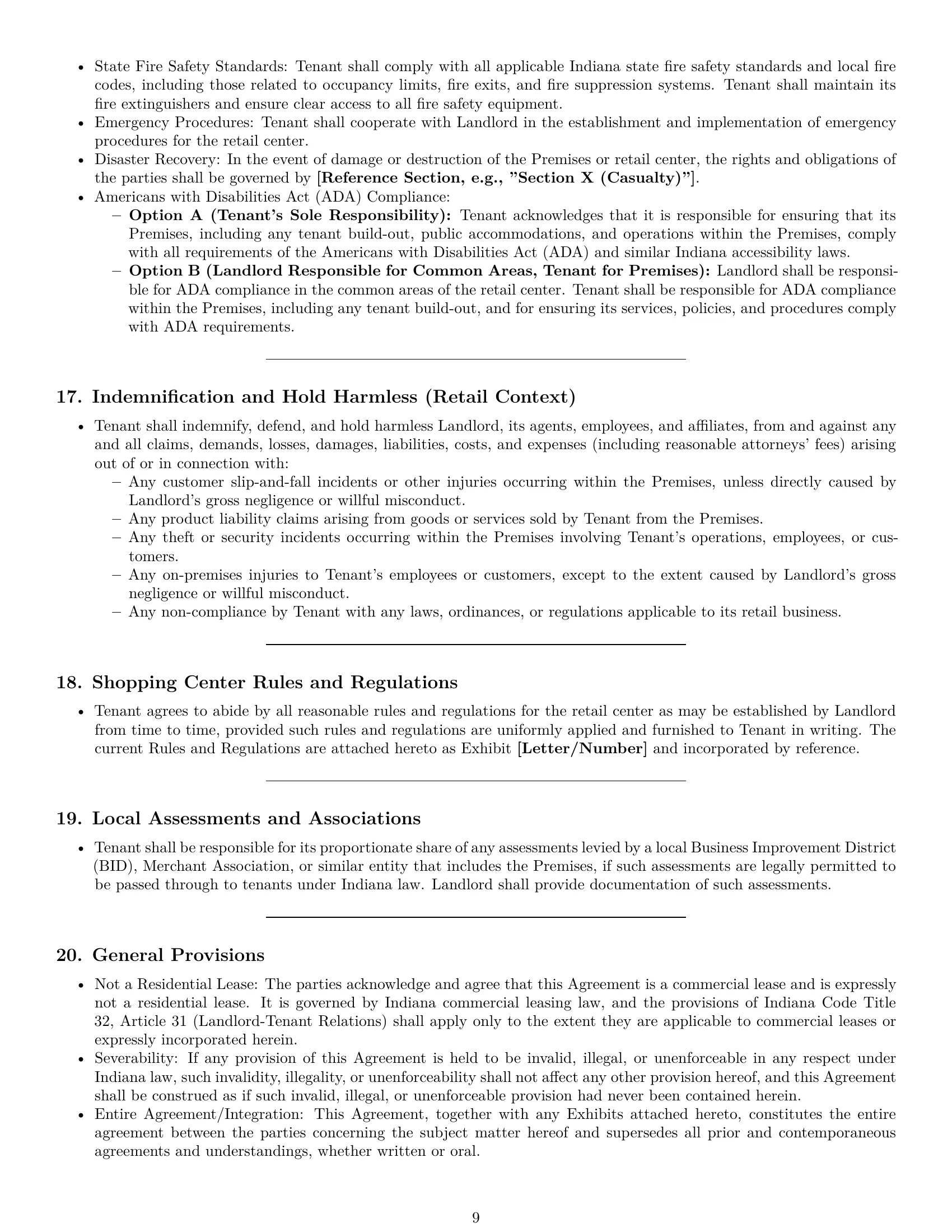 Preview page 9 of Pro Indiana retail lease agreement template