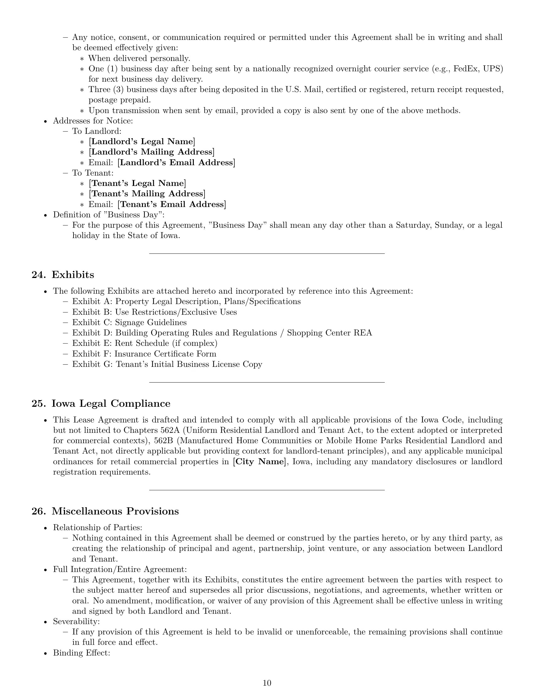 Preview page 10 of Pro Iowa retail lease agreement template