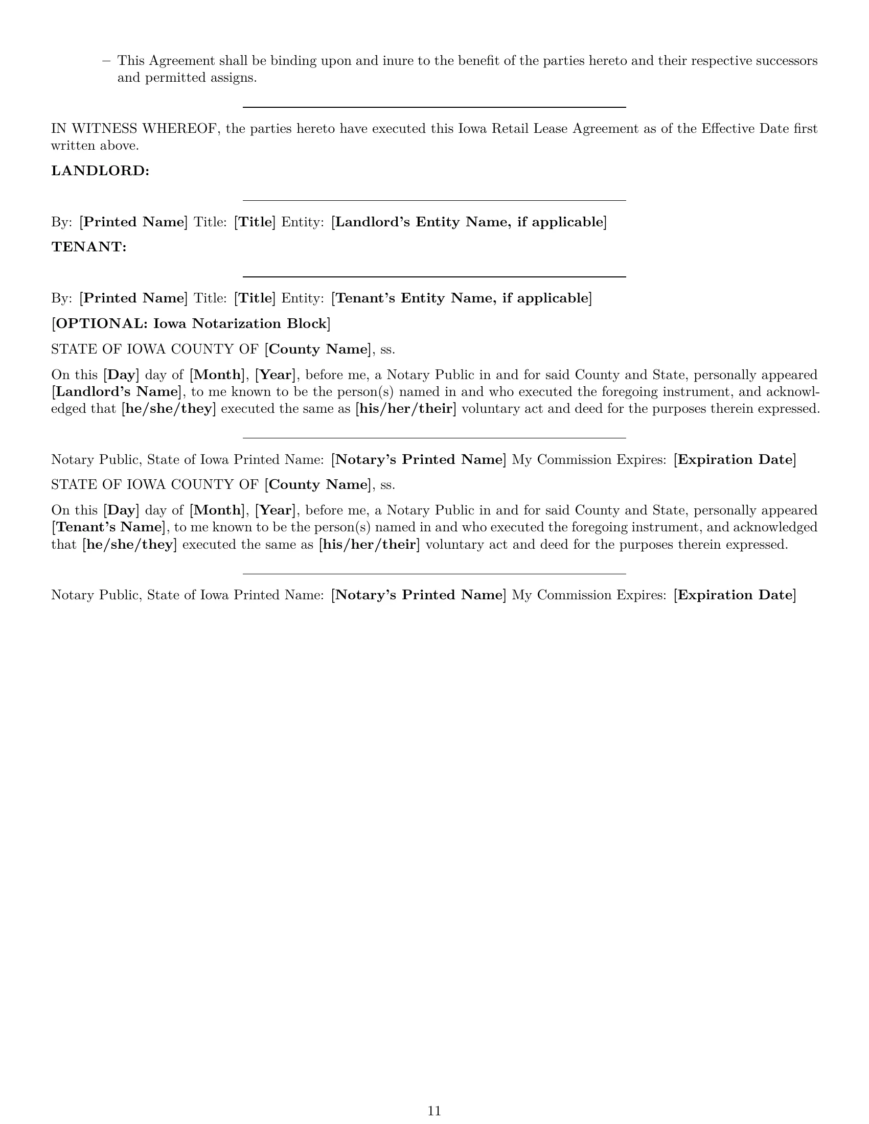 Preview page 11 of Pro Iowa retail lease agreement template