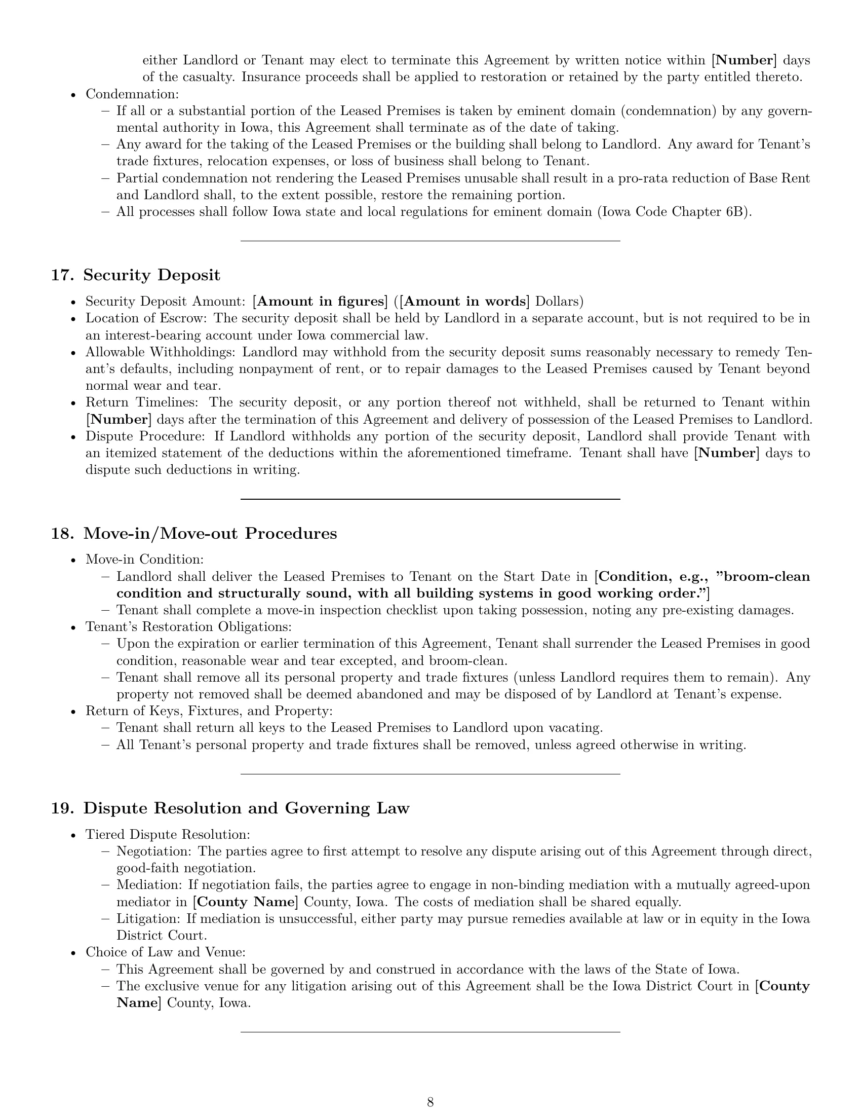 Preview page 8 of Pro Iowa retail lease agreement template