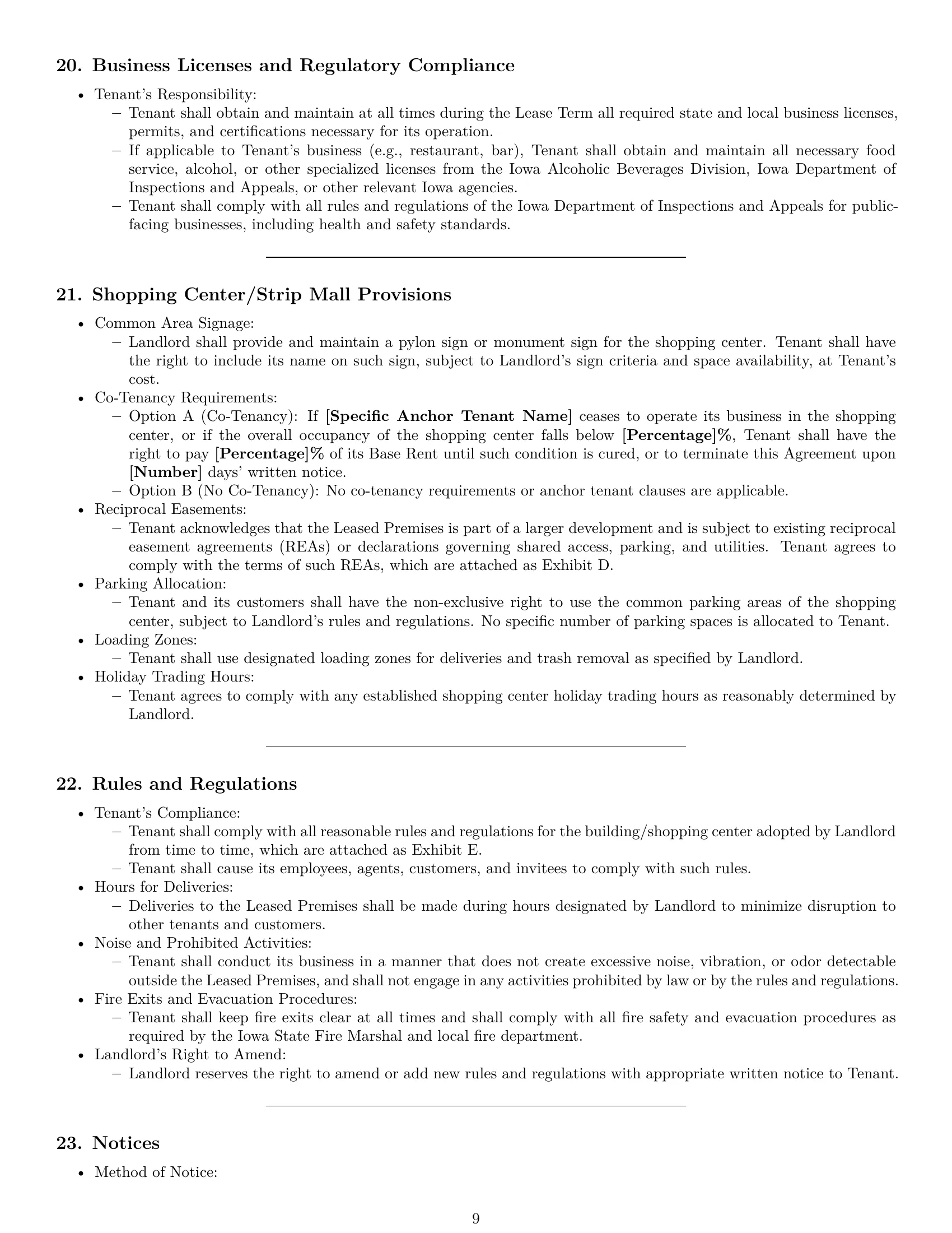 Preview page 9 of Pro Iowa retail lease agreement template