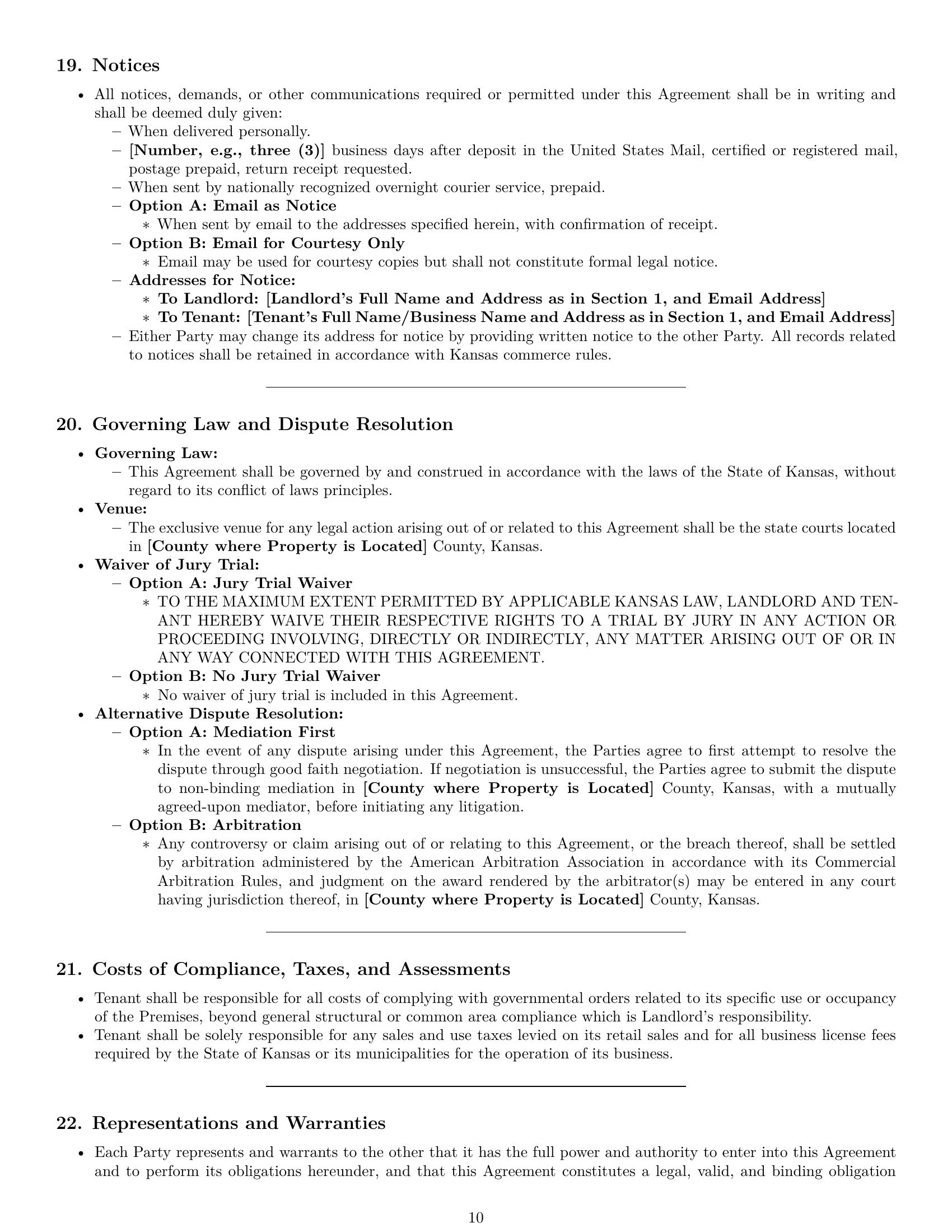 Preview page 10 of Pro Kansas retail lease agreement template