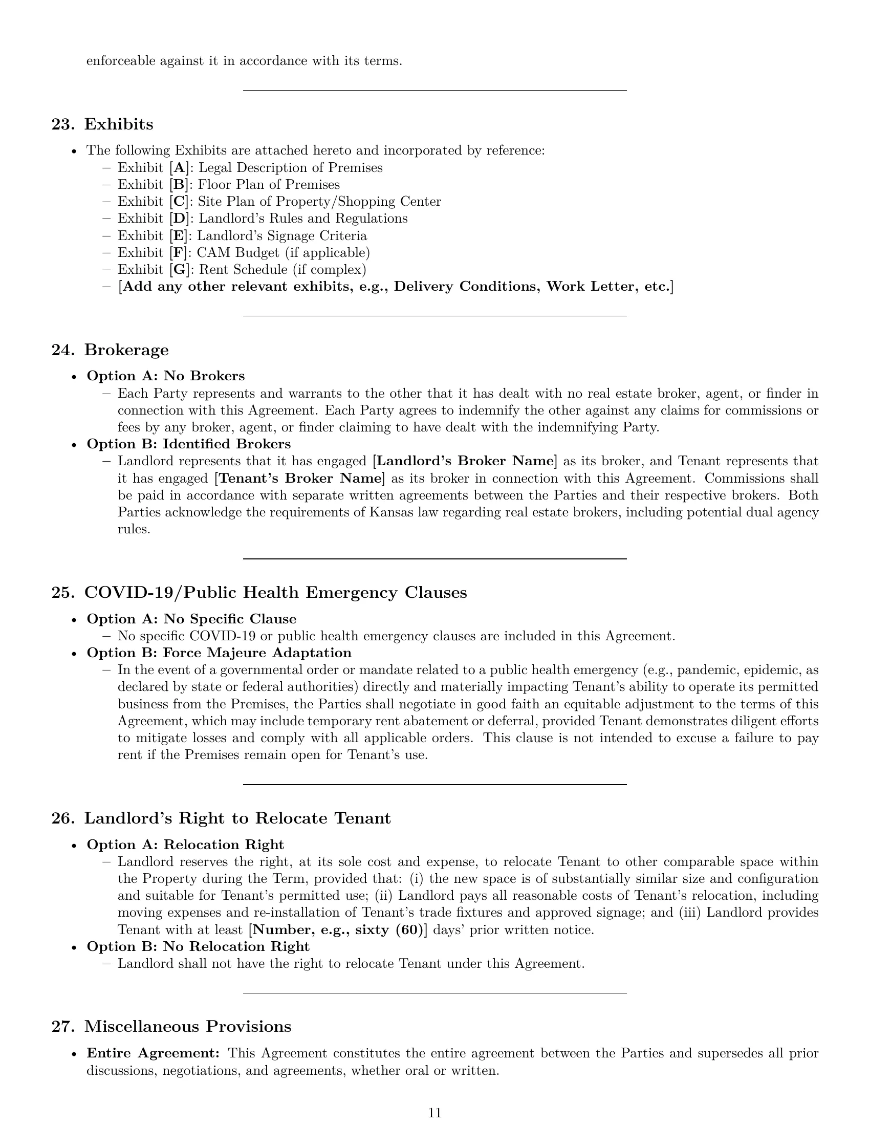 Preview page 11 of Pro Kansas retail lease agreement template
