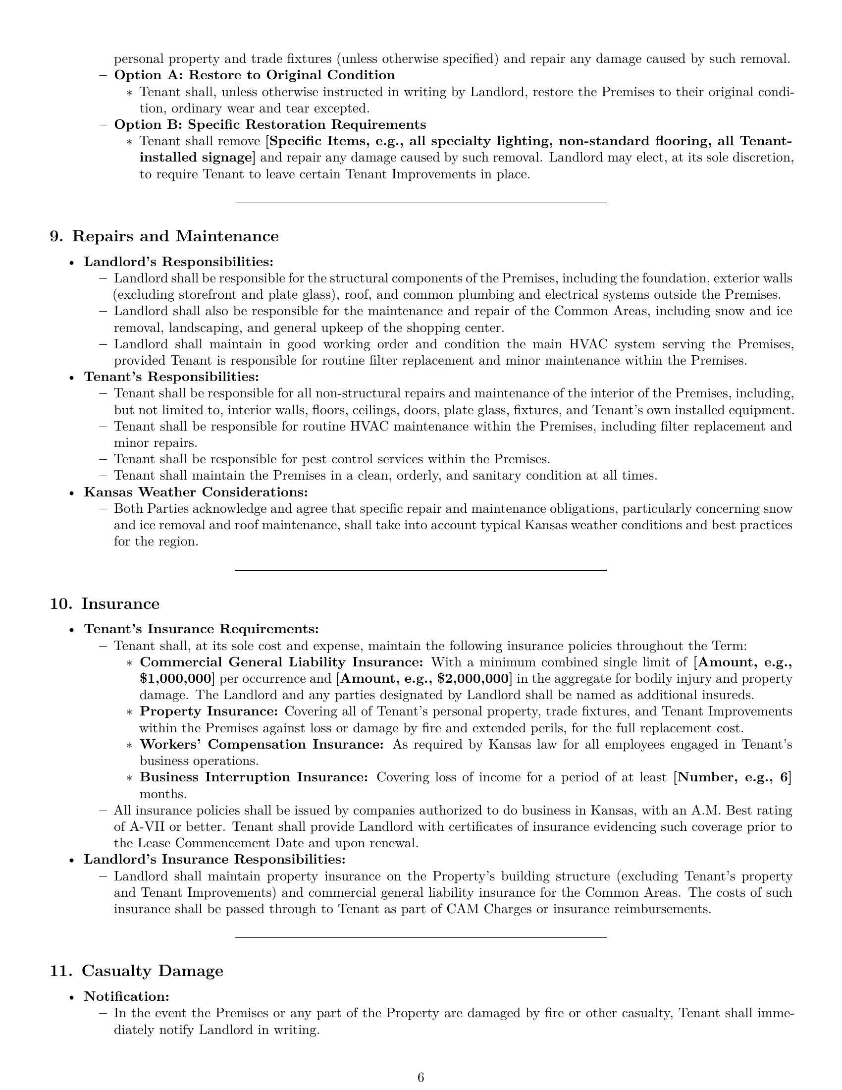 Preview page 6 of Pro Kansas retail lease agreement template
