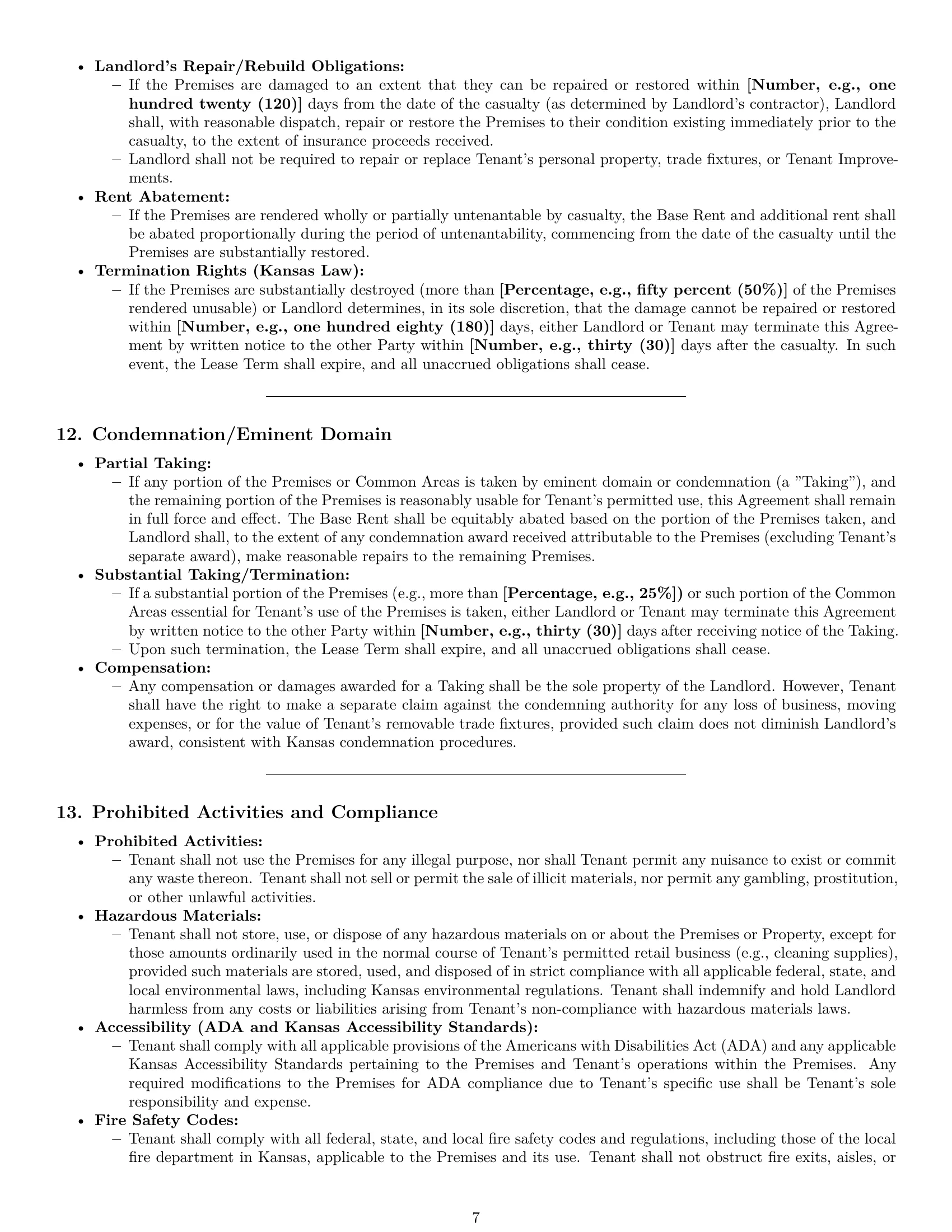 Preview page 7 of Pro Kansas retail lease agreement template