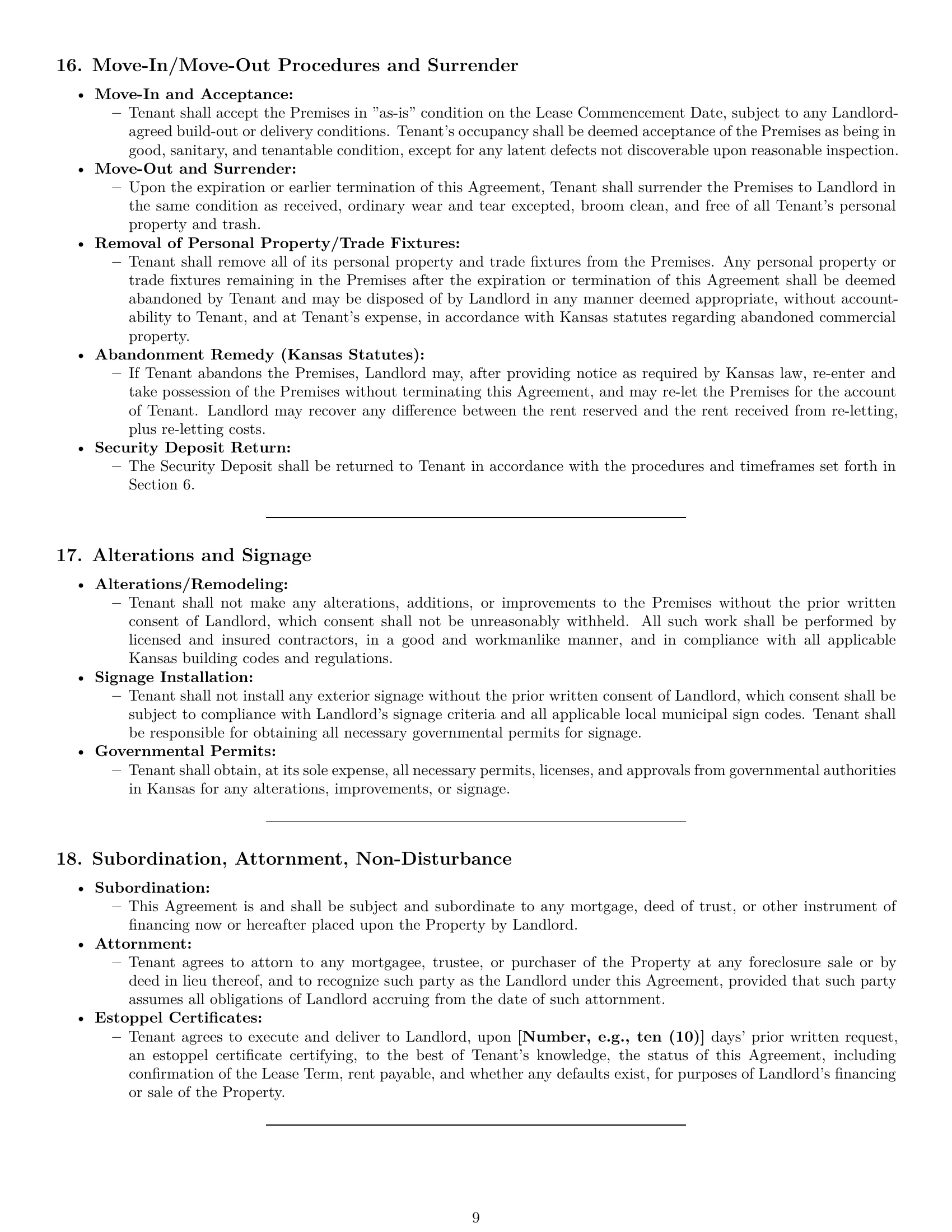 Preview page 9 of Pro Kansas retail lease agreement template
