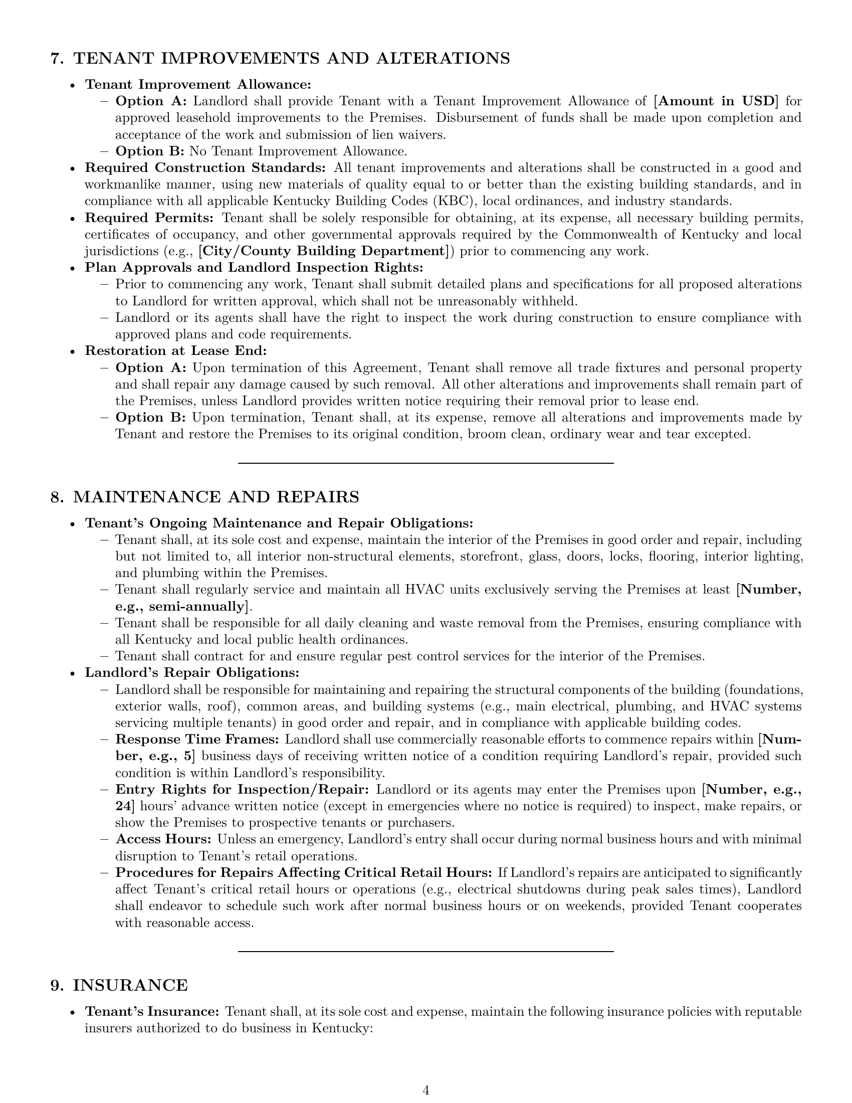 Preview page 4 of Pro Kentucky retail lease agreement template