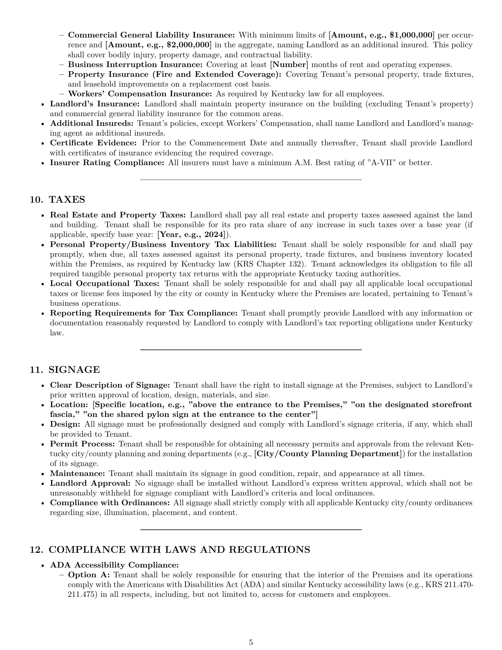 Preview page 5 of Pro Kentucky retail lease agreement template
