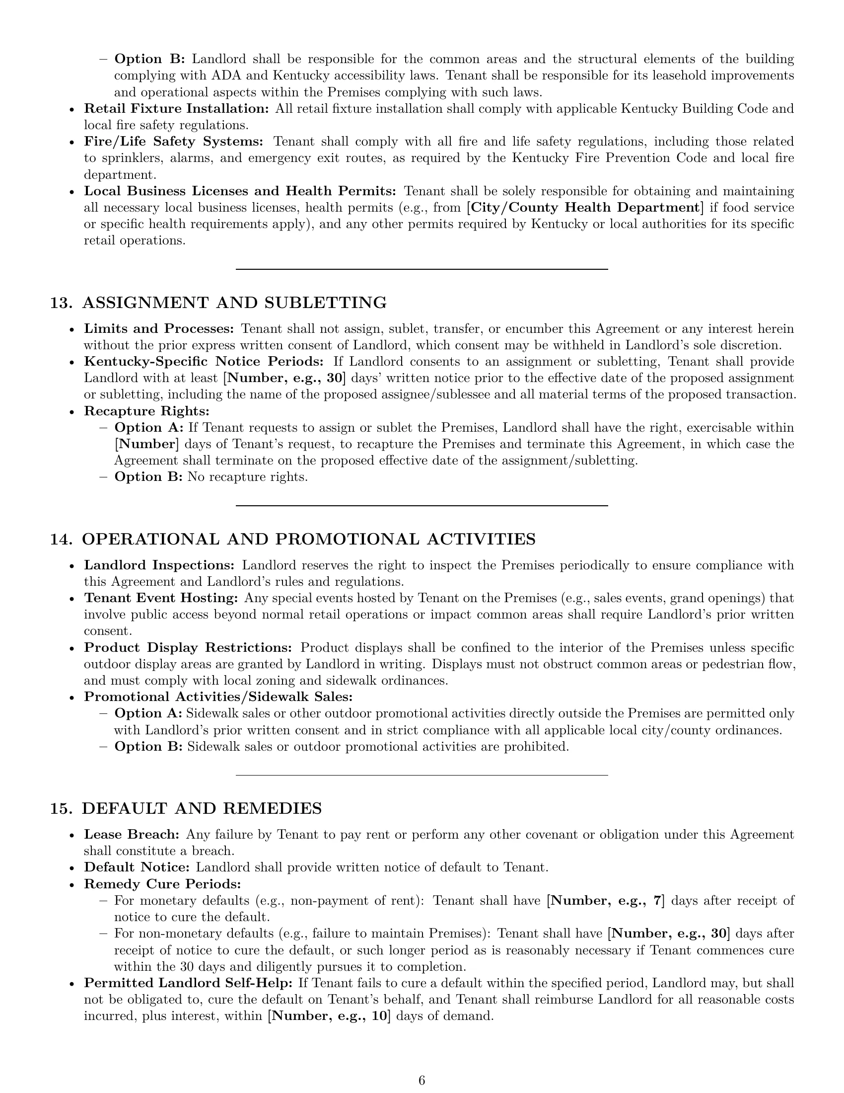 Preview page 6 of Pro Kentucky retail lease agreement template