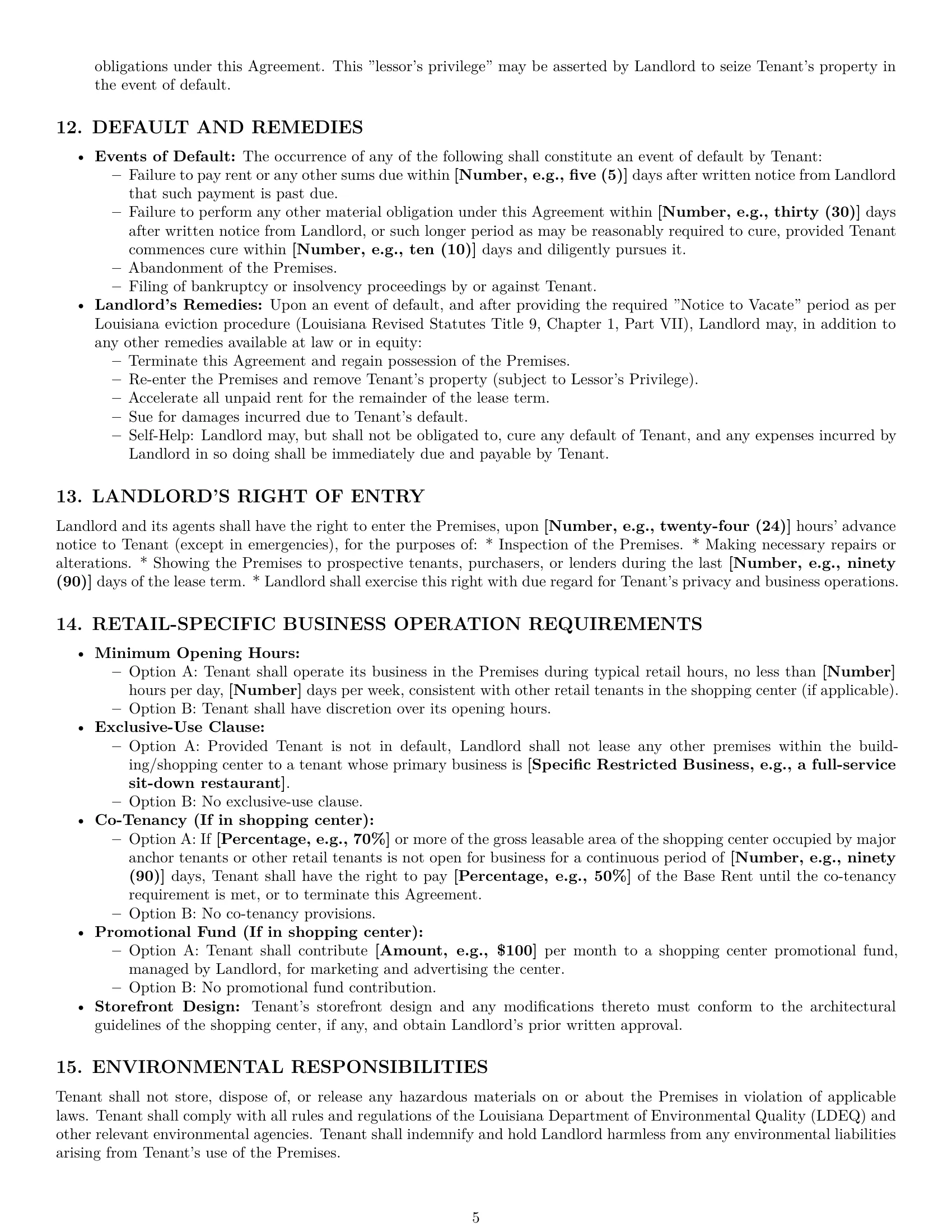 Preview page 5 of Pro Louisiana retail lease agreement template