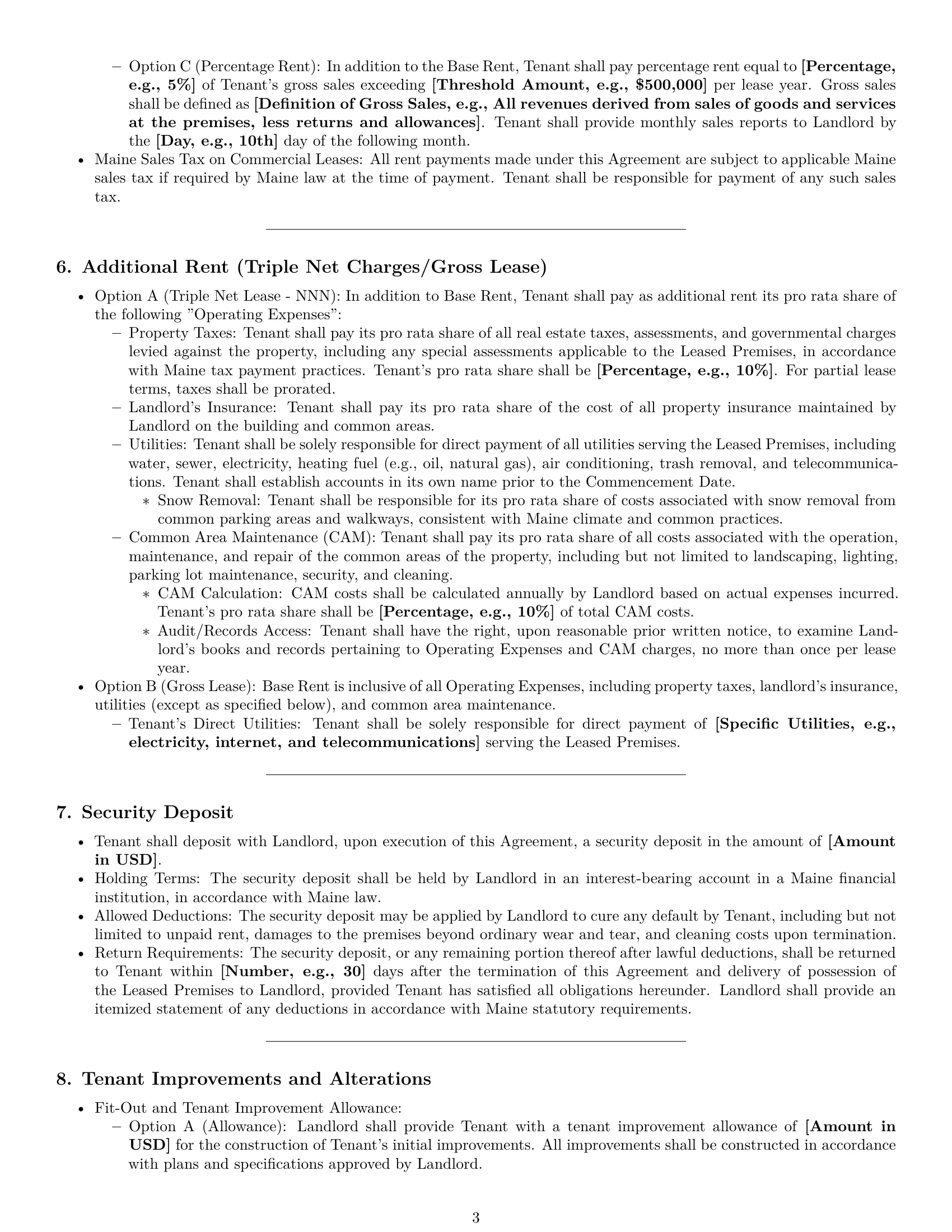 Preview page 3 of Pro Maine retail lease agreement template
