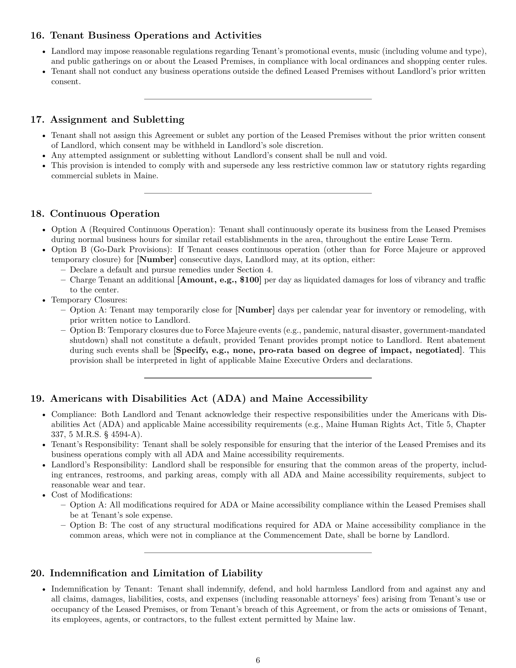 Preview page 6 of Pro Maine retail lease agreement template