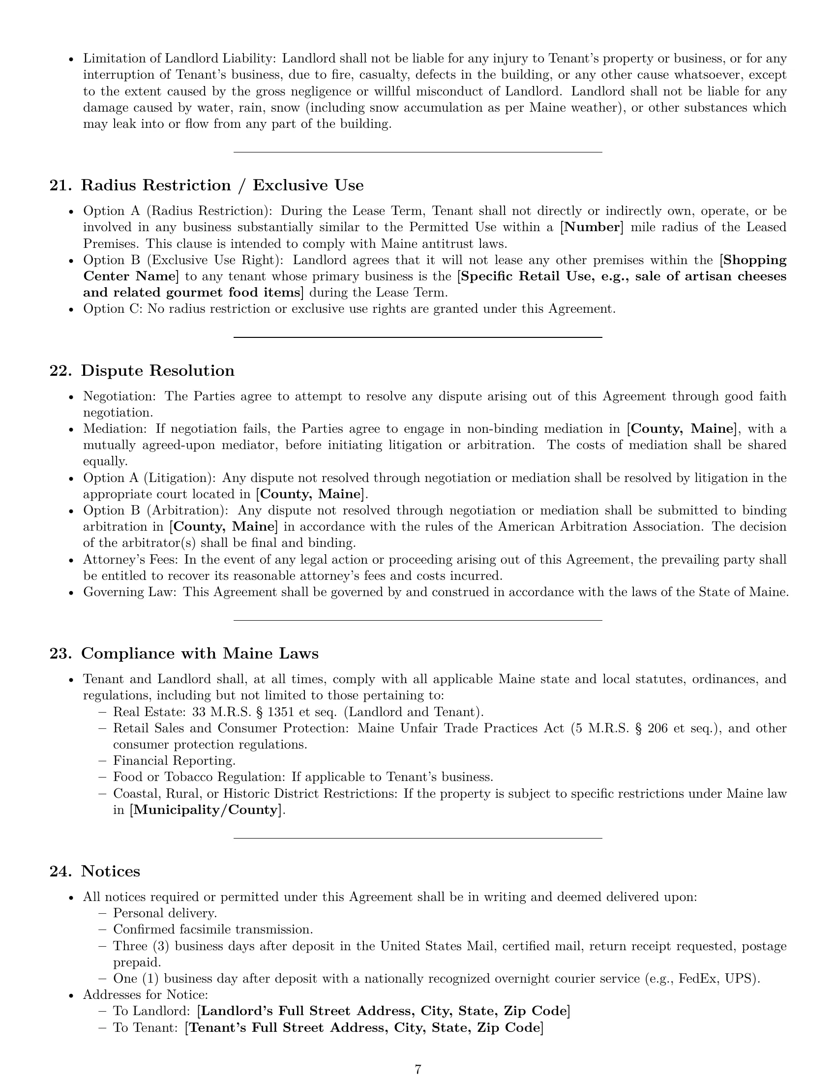 Preview page 7 of Pro Maine retail lease agreement template