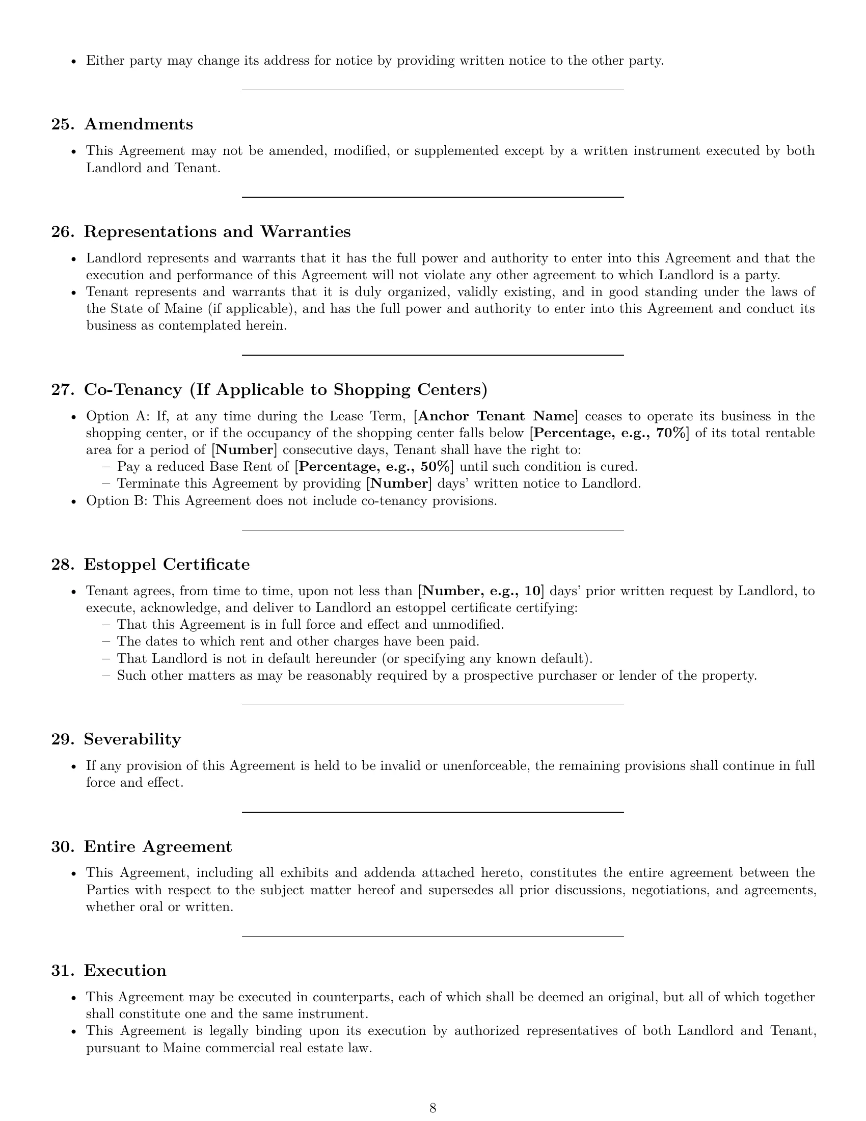 Preview page 8 of Pro Maine retail lease agreement template