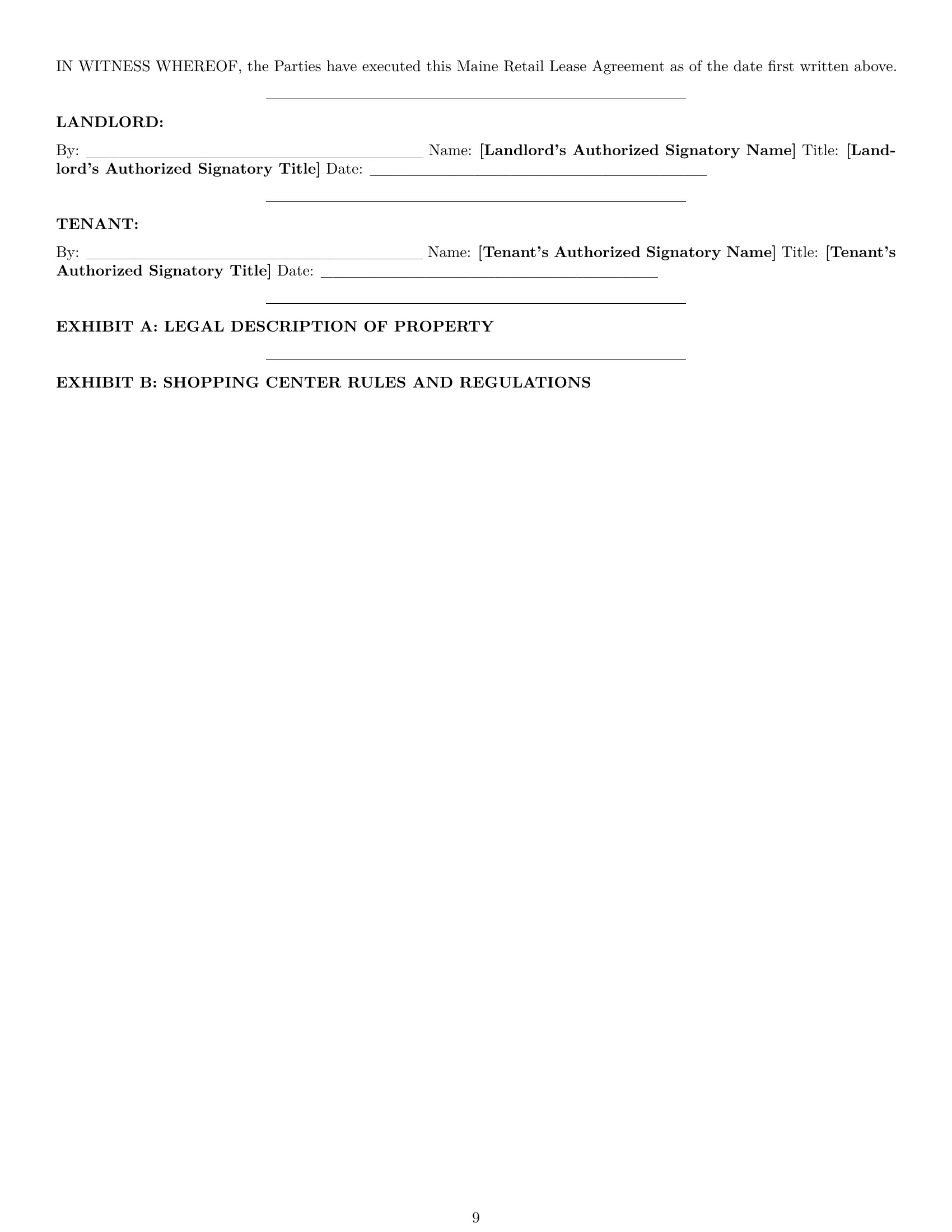 Preview page 9 of Pro Maine retail lease agreement template