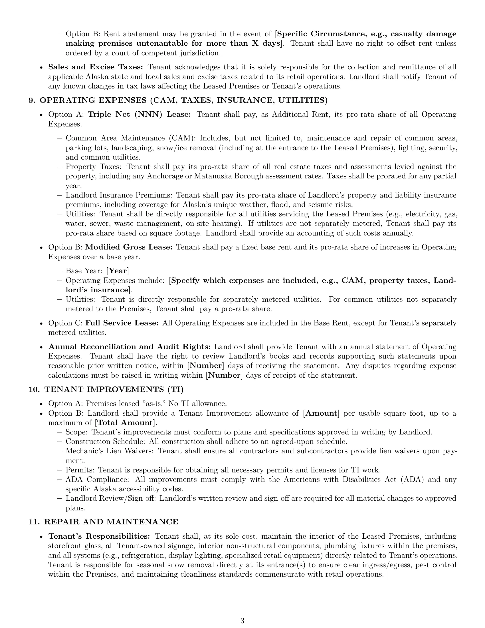 Preview page 3 of Pro Alaska retail lease agreement template