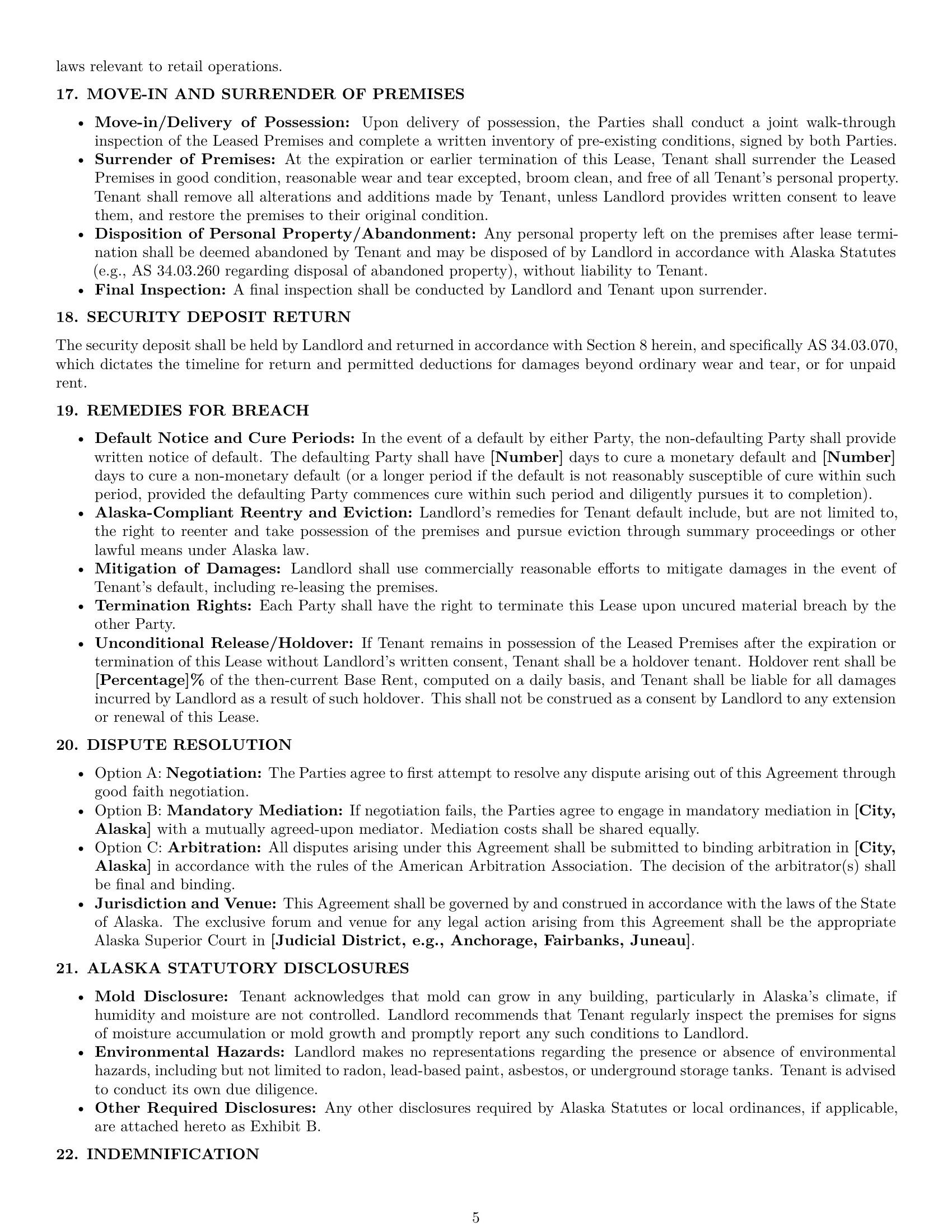 Preview page 5 of Pro Alaska retail lease agreement template