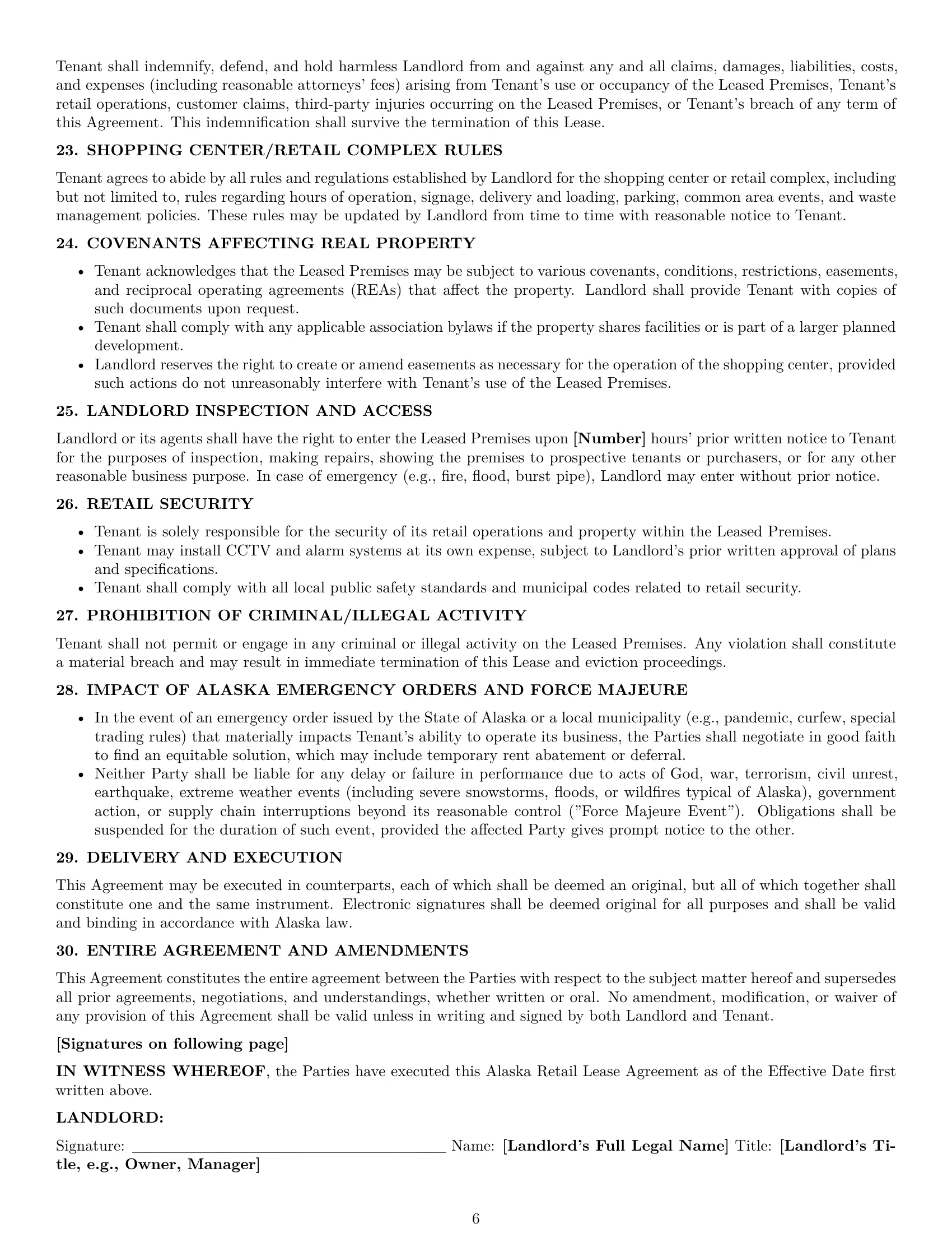 Preview page 6 of Pro Alaska retail lease agreement template