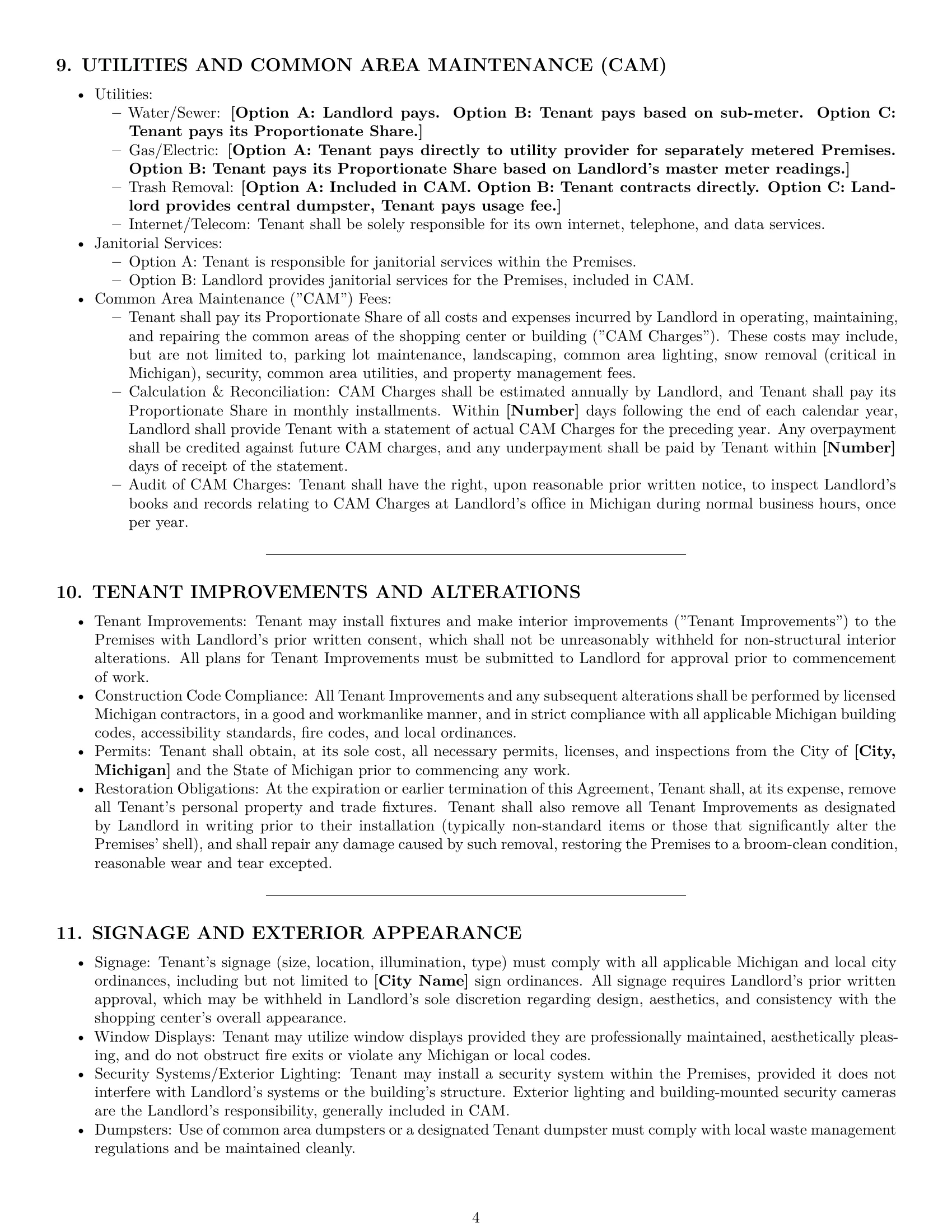 Preview page 4 of Pro Michigan retail lease agreement template